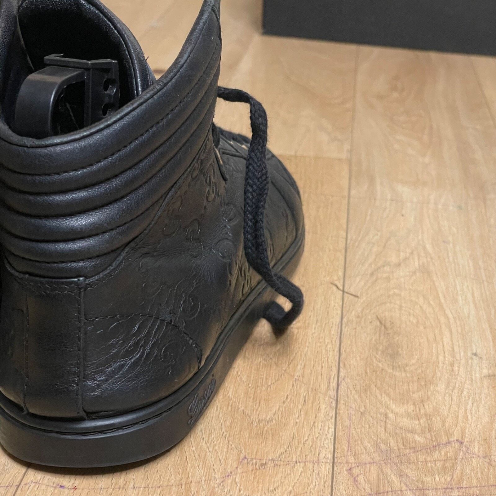 Gucci GUCCI Sneakers GG Web Dapper Black Leather High Top Monogram Size US 7.5 / IT 37.5 - 9 Thumbnail