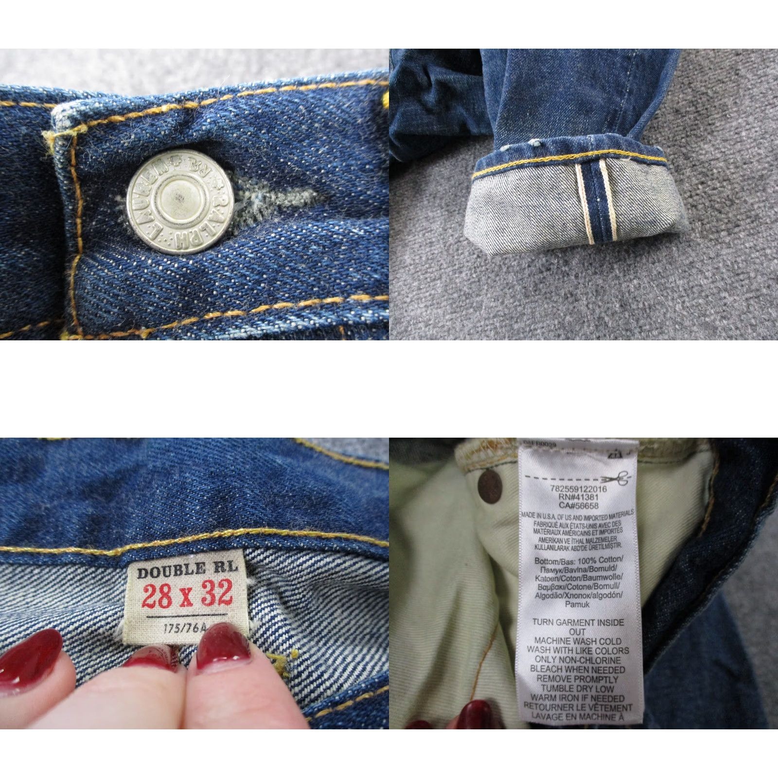 Vintage RRL Ralph Lauren Jeans Men 28 X 32 Denim Selvedge Slim Straight Blue Regular Jeans Mens 28 Size US 28 / EU 44 - 8 Thumbnail