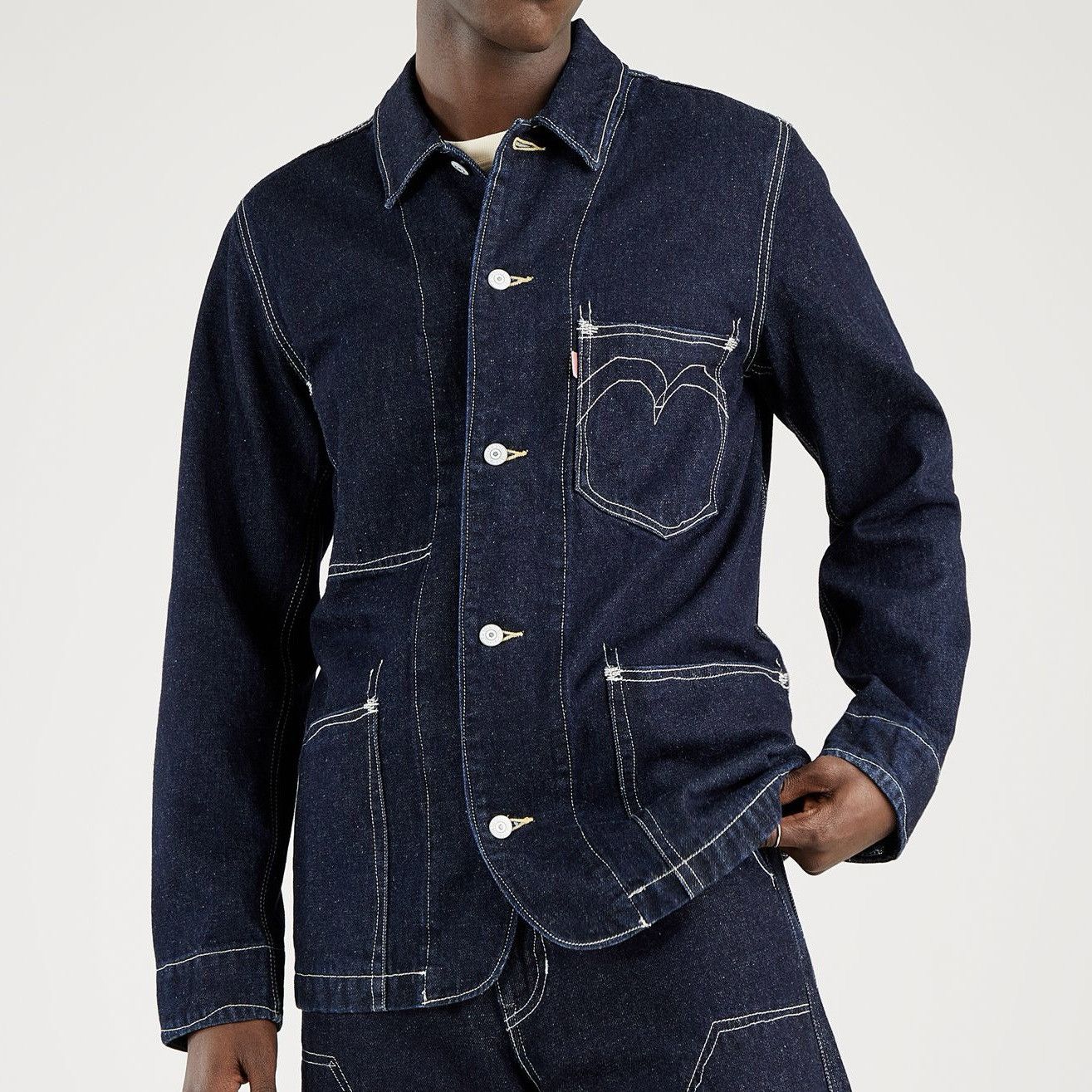 Levi's × Levi's Made & Crafted × Vintage Levis Redloop Chore Jacket Hidden Rivet Buttons Size US L / EU 52-54 / 3 - 1 Thumbnail