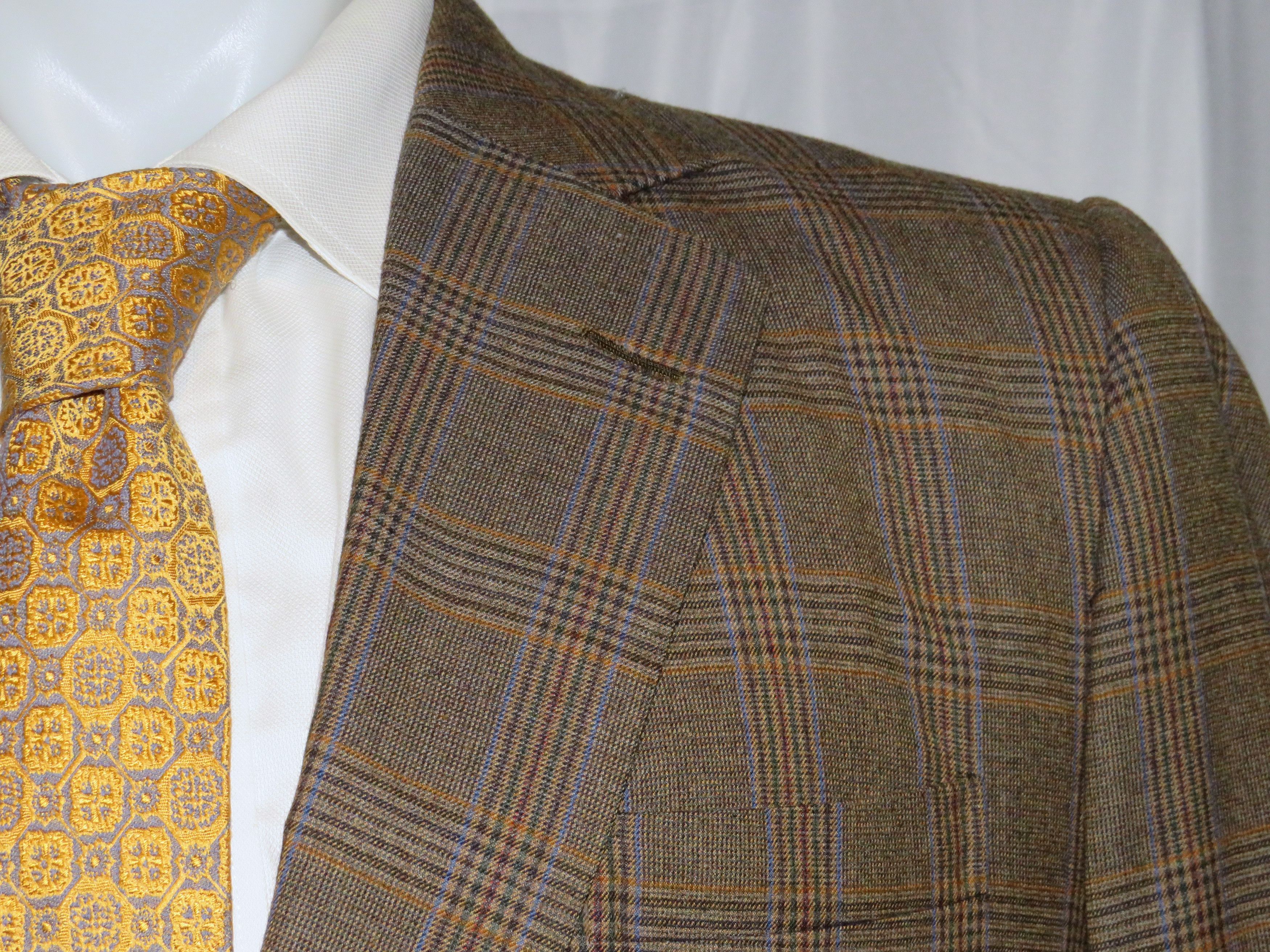 Henry Poole × Savile Row Brown Plaid Bespoke Two Button Sport Coat 40XL Size 40L - 5 Thumbnail