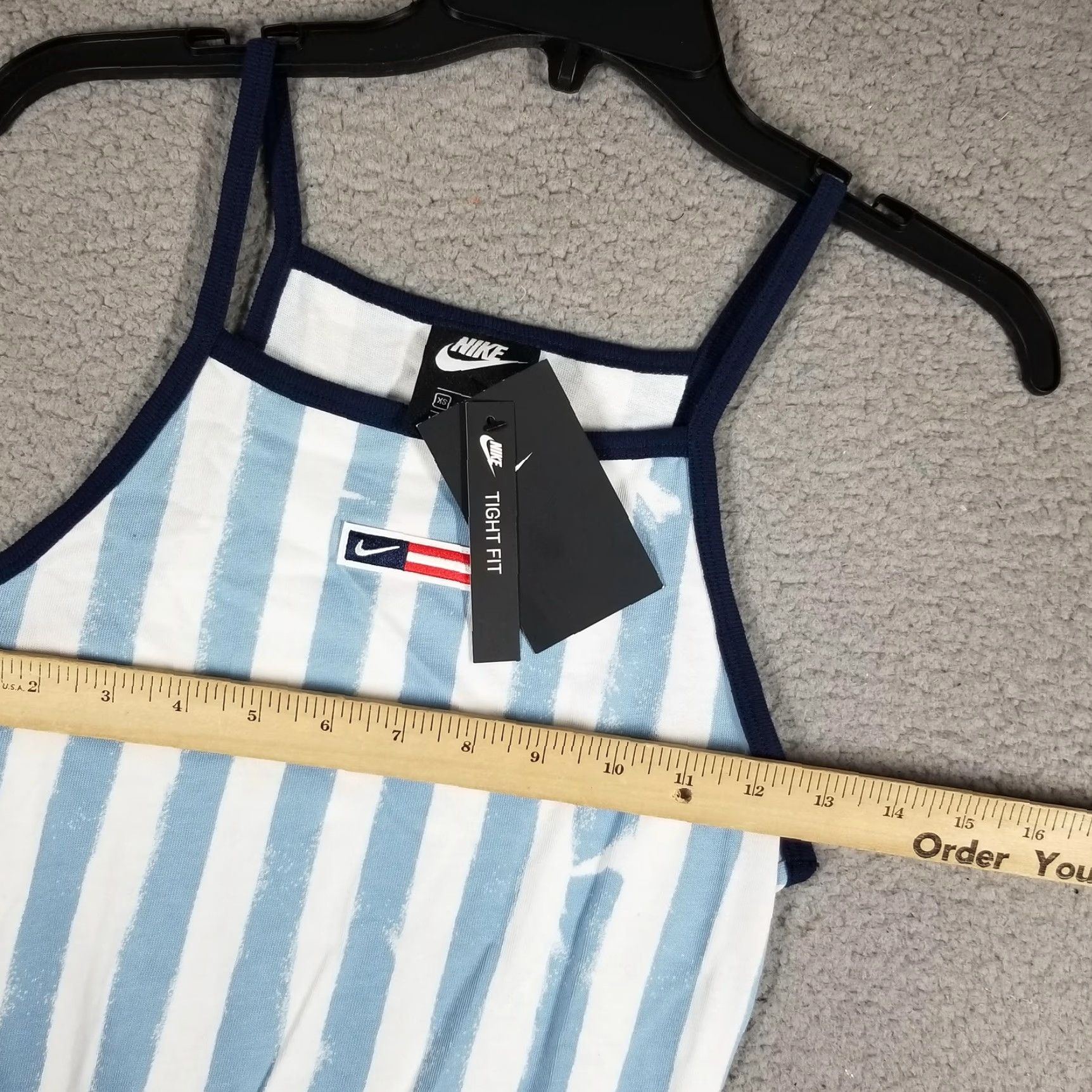 Nike Nike Dress Women XS Blue Striped Cotton Bodycon Tank Sleeveless Square Neck Swoosh Womens Size XS / US 0-2 / IT 36-38 - 5 Thumbnail