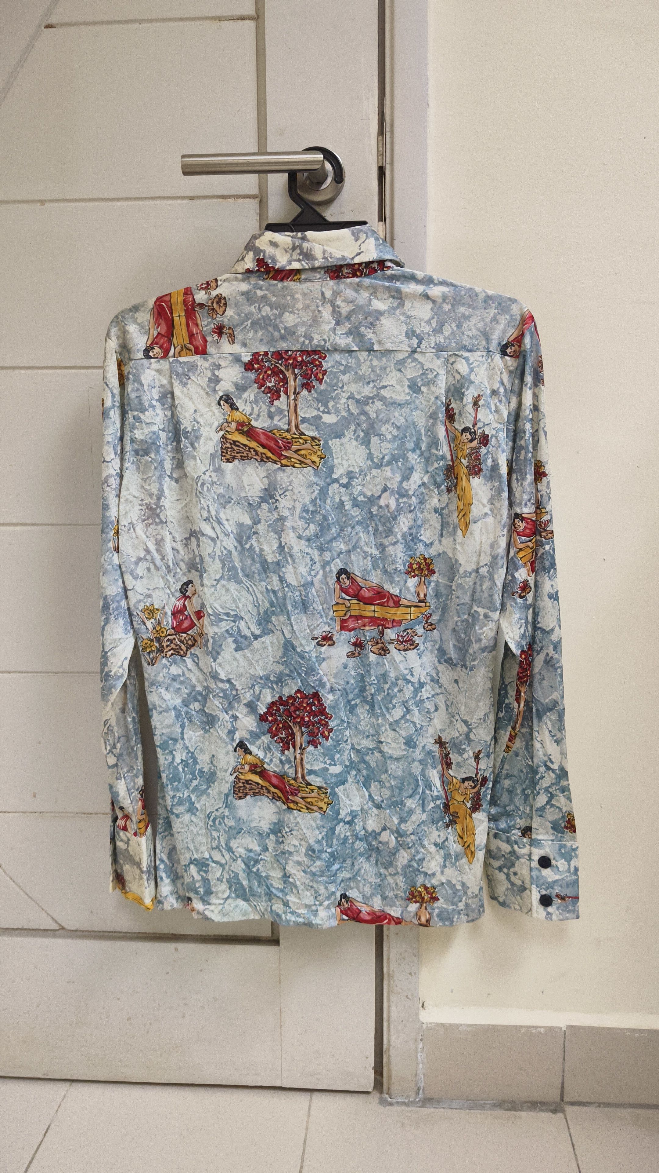 Vintage 70s Monzini by Monticello Novelty Print Disco shirt