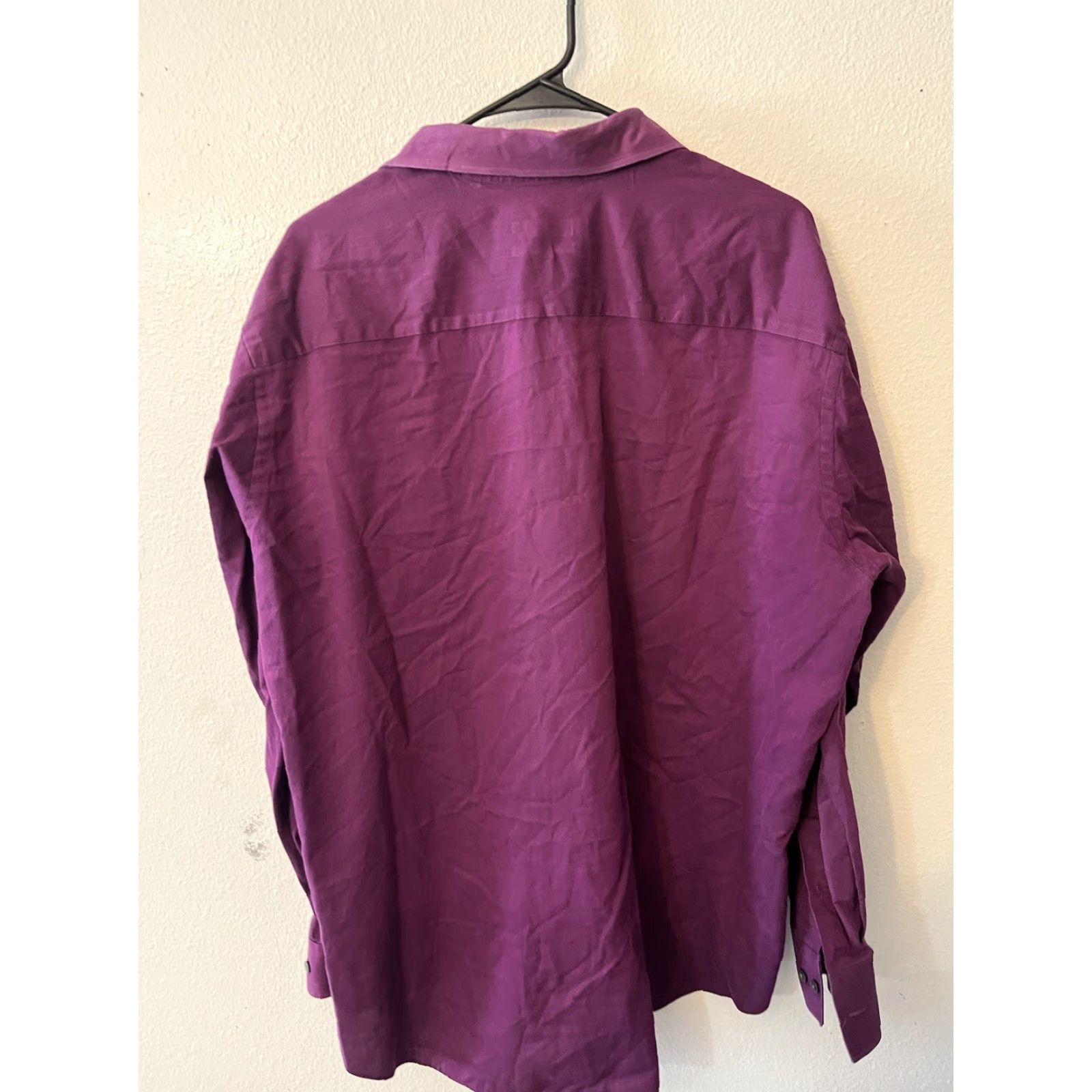 Geoffrey Beene Geoffrey Beene Mens Dress Shirt 17.5 Regular Fit Cotton Blend Button Down Maroon Purple Long Sleeve Button-Up Casual Shirt Mens Size 46R - 2 Thumbnail