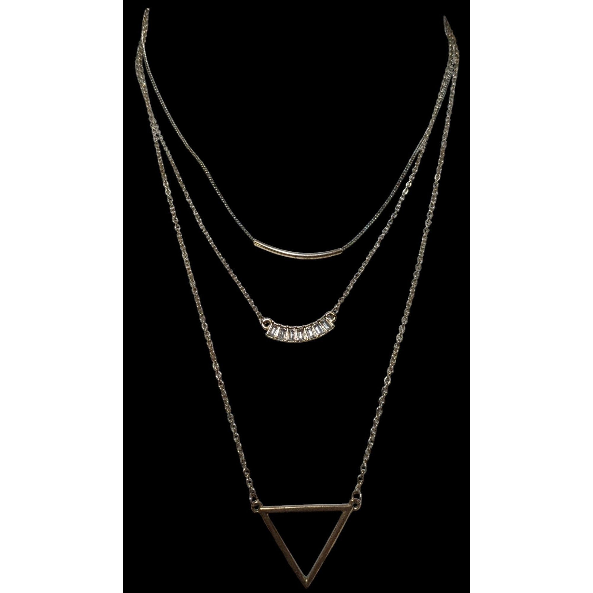Other Y2K Multilayer Gold Geometric Gemmed Necklace Size ONE SIZE - 2 Thumbnail