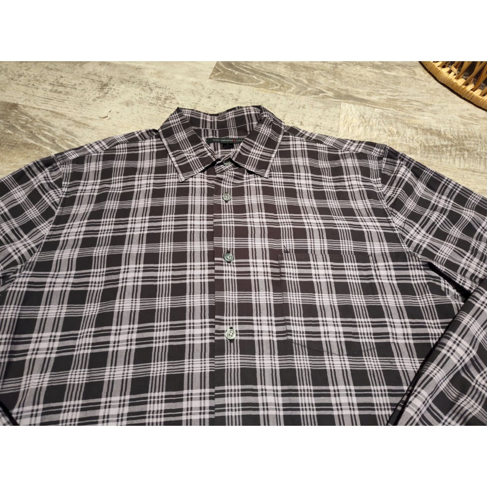 John Varvatos John Varvatos Star USA Plaid Button-Up Shirt Size L Multicolor 100% Cotton Casual Party Mens Size US L / EU 52-54 / 3 - 7 Thumbnail