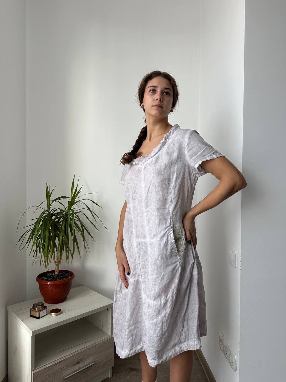 Japanese Brand × Rundholz × Vintage Rundholz Avant Garde Baloon White Dress 100 Linen Size L Size L / US 10 / IT 46 - 3 Thumbnail