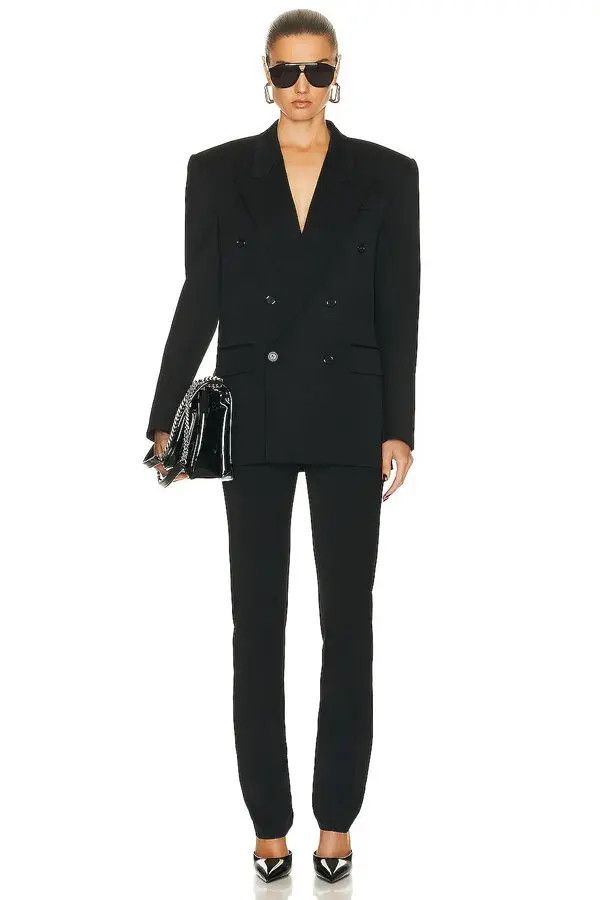 Saint Laurent Paris o1bcso1str1124 Veste Tailleur Laine in Noir Size S / US 4 / IT 40 - 4 Thumbnail