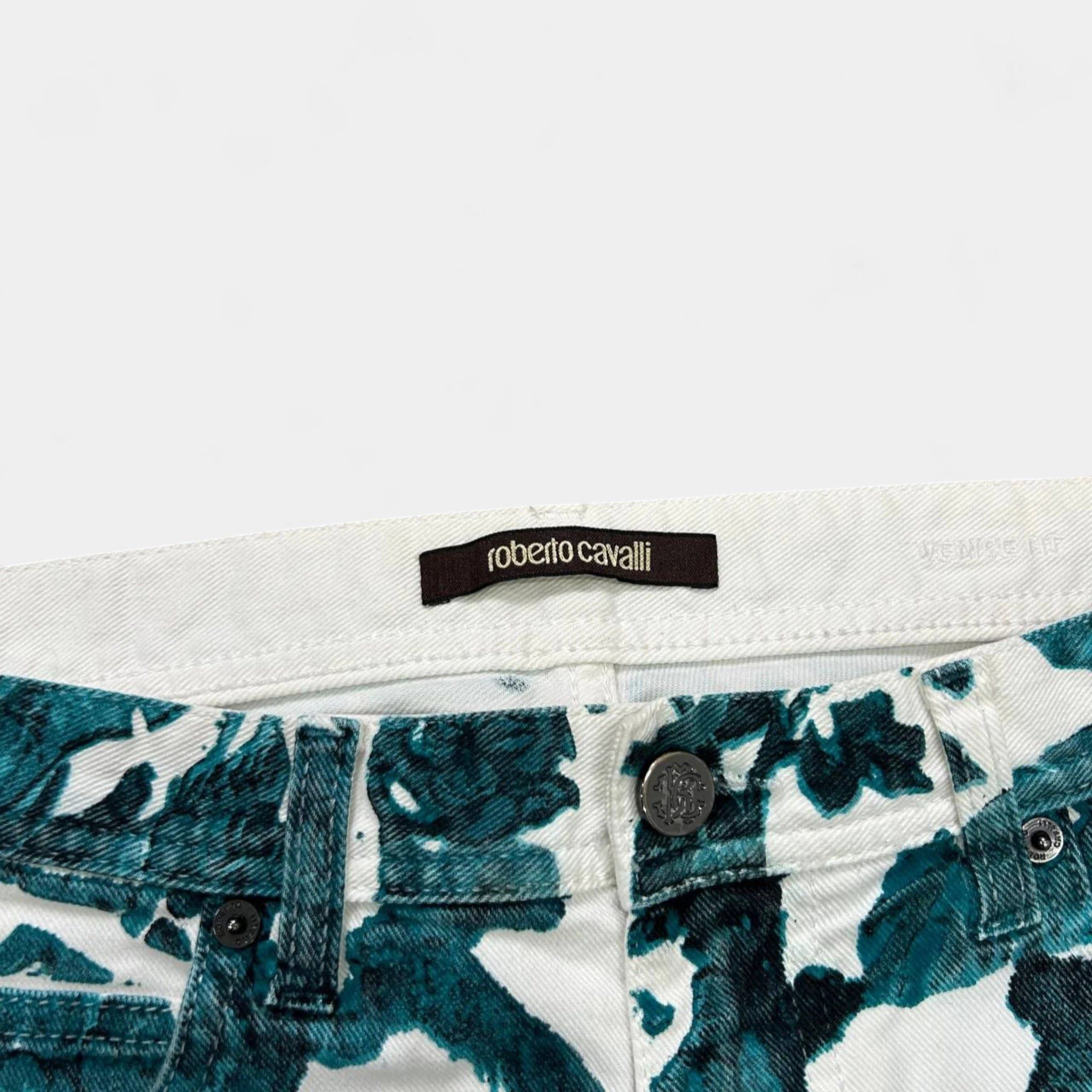 Roberto Cavalli Roberto Cavalli Turquoise Tropical Pants Size 33" - 4 Thumbnail
