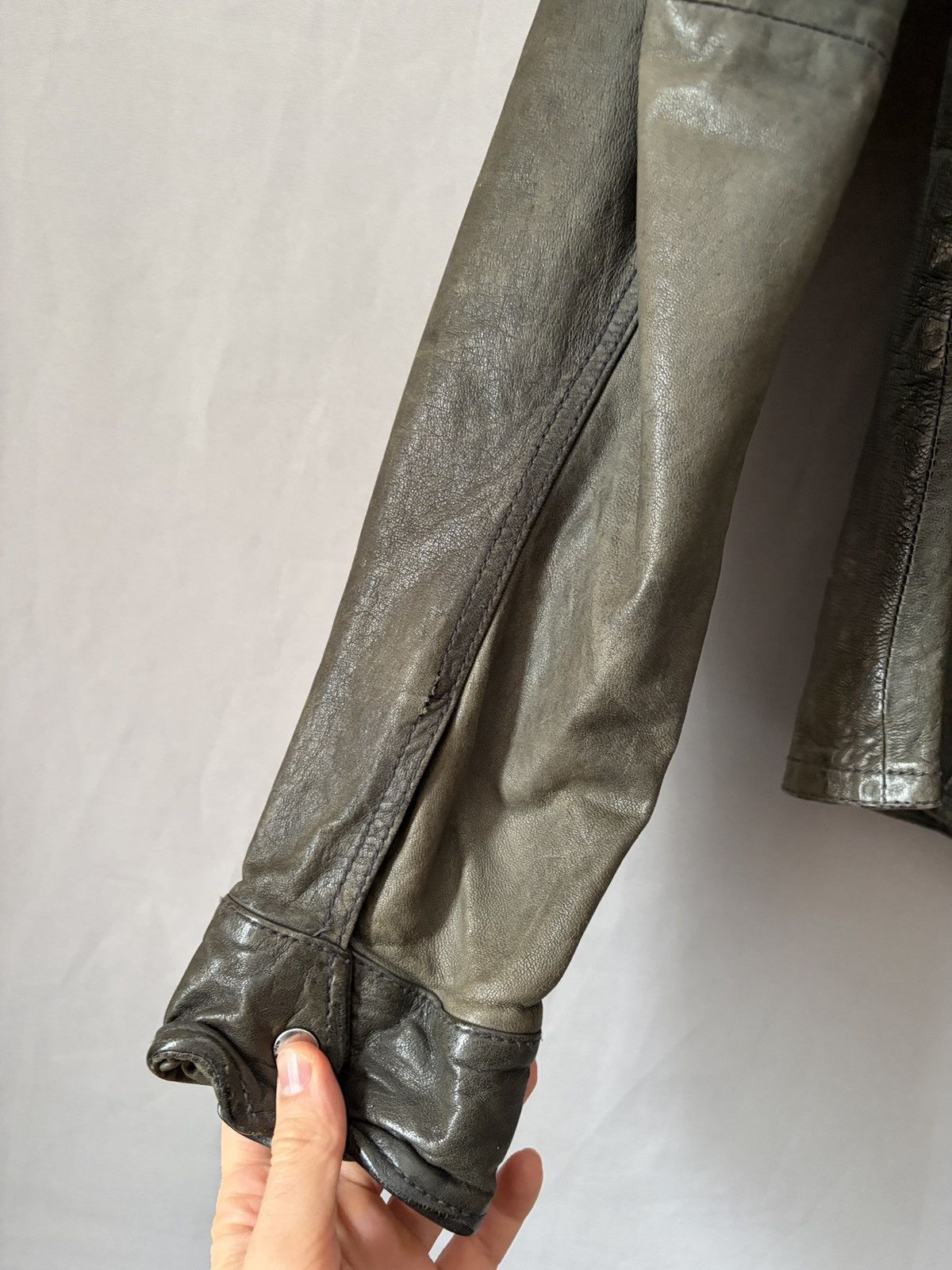 Allsaints Allsaints Wrinkled Lamb Leather Jacket Elephant Gray/Brown Size US L / EU 52-54 / 3 - 16 Thumbnail