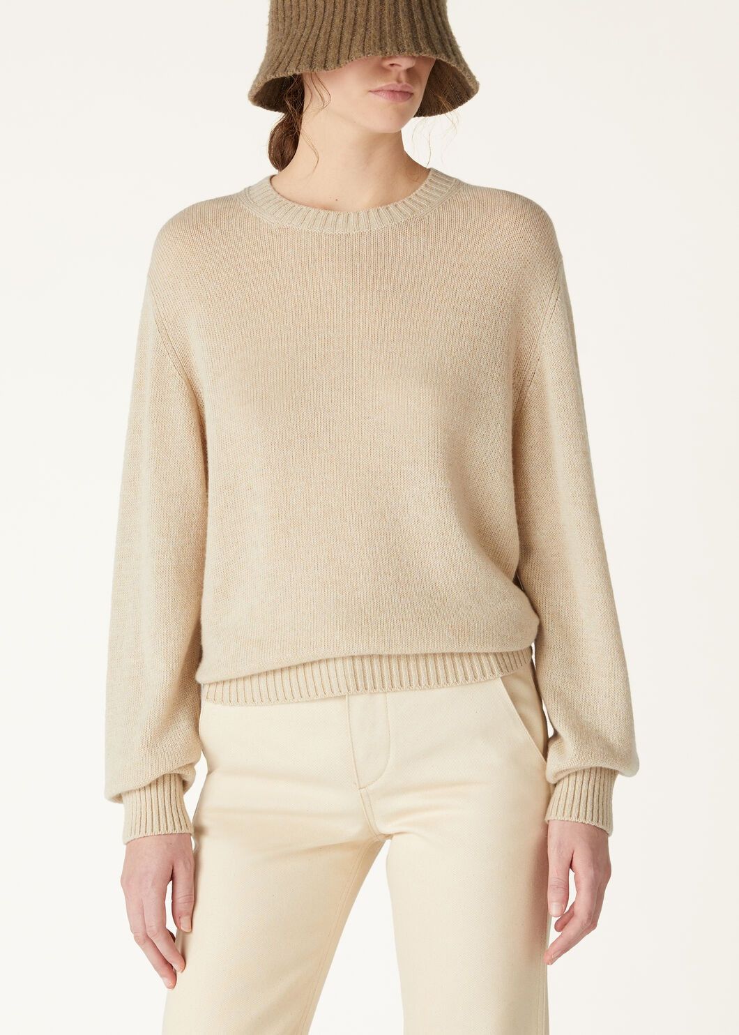 Loro Piana o1w1db10825 FAO5747 Cellio Crewneck Sweater in Beige Size XS / US 0-2 / IT 36-38 - 4 Thumbnail