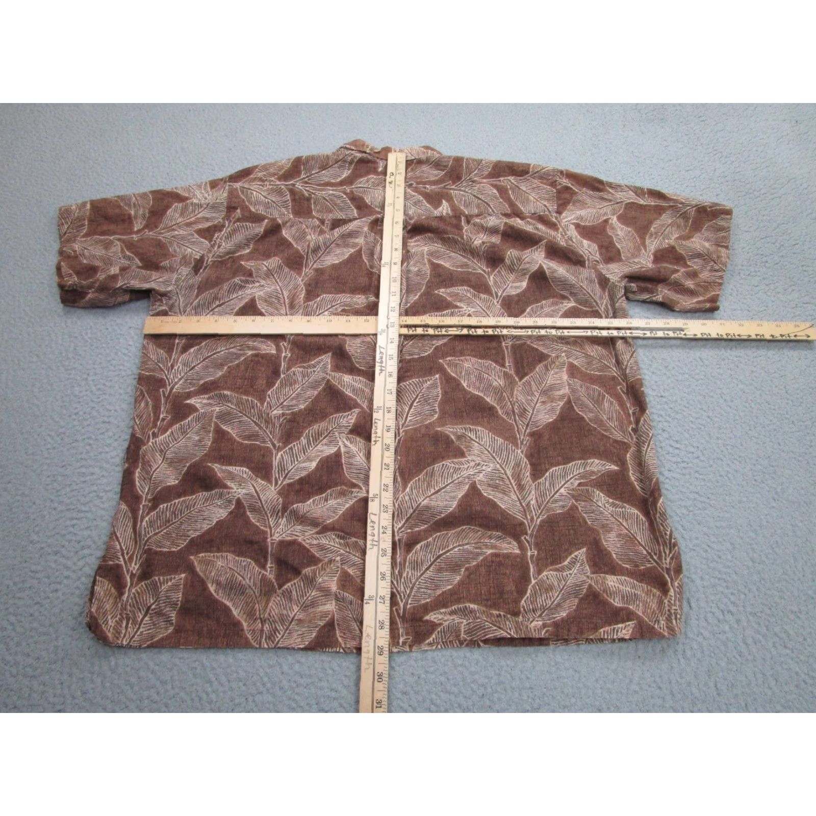 Vintage Cooke Street Shirt Mens XL Brown Bamboo Leaves Leaf Floral Hawaiian Aloha Button Up Short Sleeve Collared Size US XL / EU 56 / 4 - 5 Thumbnail