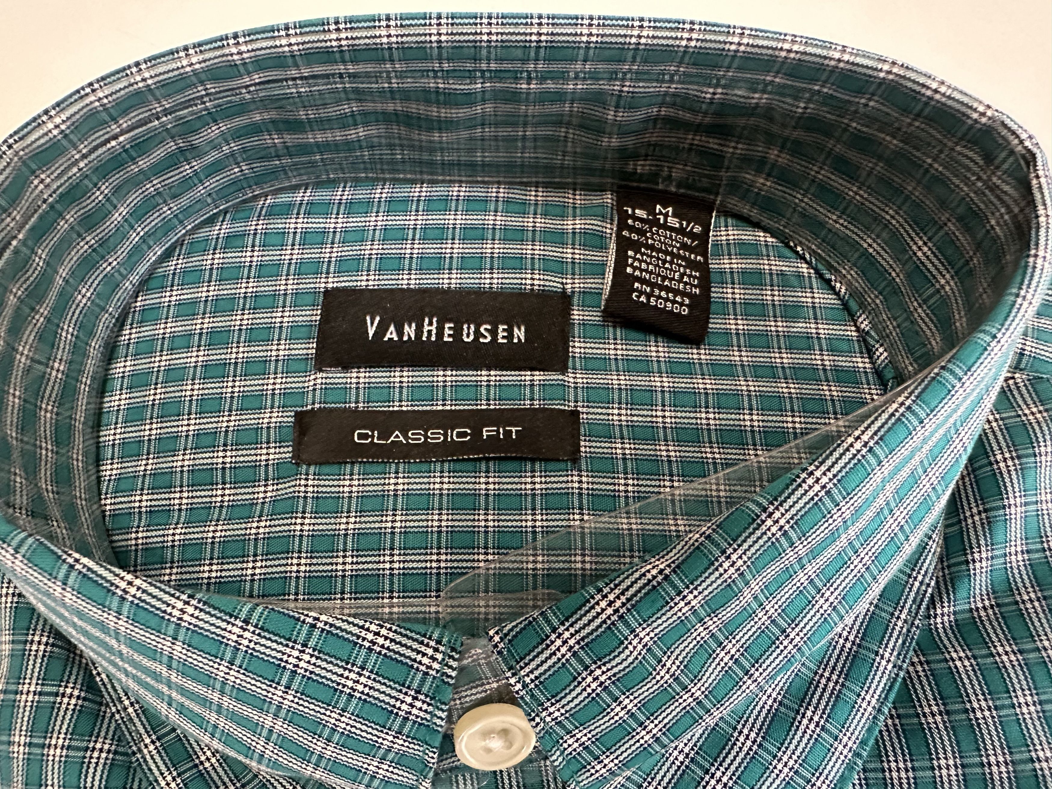 Van Heusen Van Heusen Men's Classic Fit Dress Shirt Teal M 15-15.5 Size US M / EU 48-50 / 2 - 2 Thumbnail