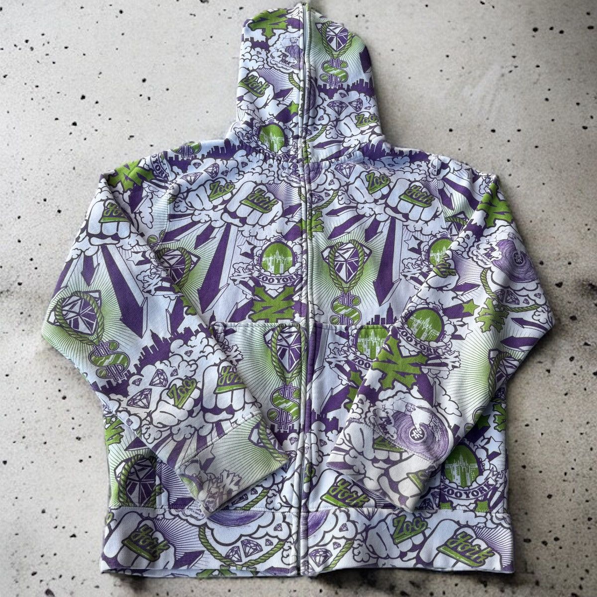 Southpole × Zoo York ZOO YORK Full Zip Like Bape AOP Cartoon Hoodie Y2K 00s Size US XL / EU 56 / 4 - 10 Thumbnail