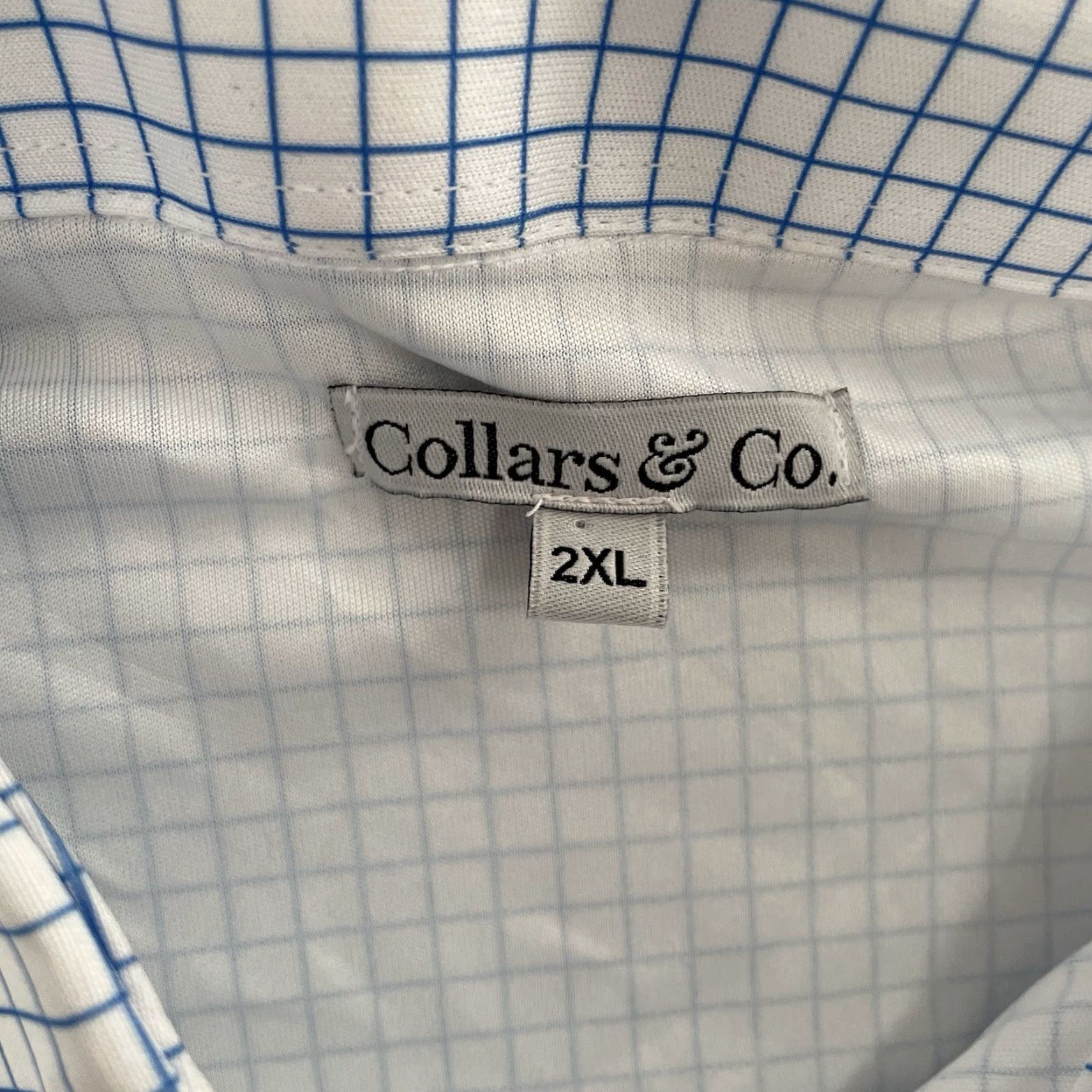 CO Collars & Co Shirt Polo 2XL Blue White Short Sleeve Dress Collar Men Size 48R - 4 Thumbnail
