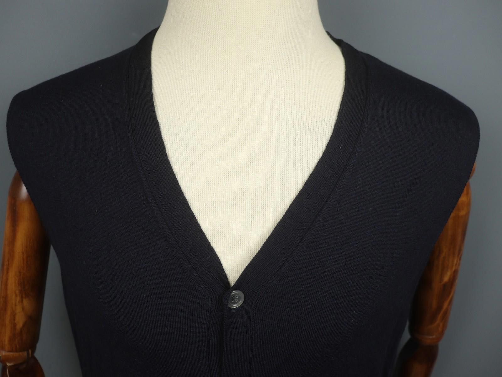 Designer Boggi Milano Navy 100% Wool V-Neck Cardigan Size XL Size XL / US 12-14 / IT 48-50 - 2 Thumbnail