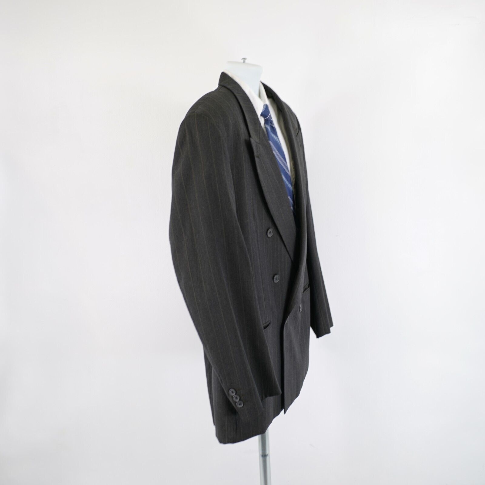 Yves Saint Laurent Yves Saint Laurent Wool Gray W/ Tan Stiped Double Breasted S Size 44L - 12 Thumbnail