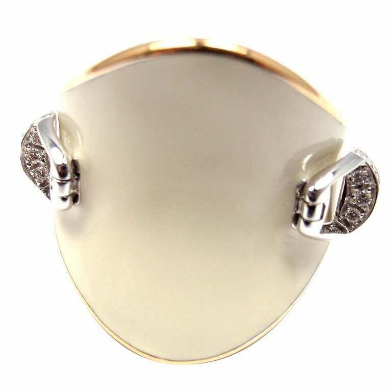Roberto Coin Saddle Stirrup Rose Gold Diamond Enamel Ring