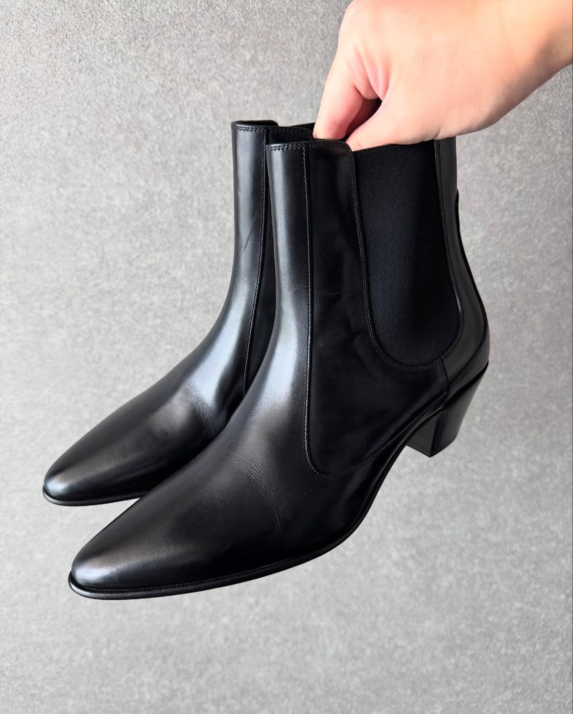 靴 Hedi style leather ring boots Hedi Slimane × Saint Laurent Paris Final drop Black Studded