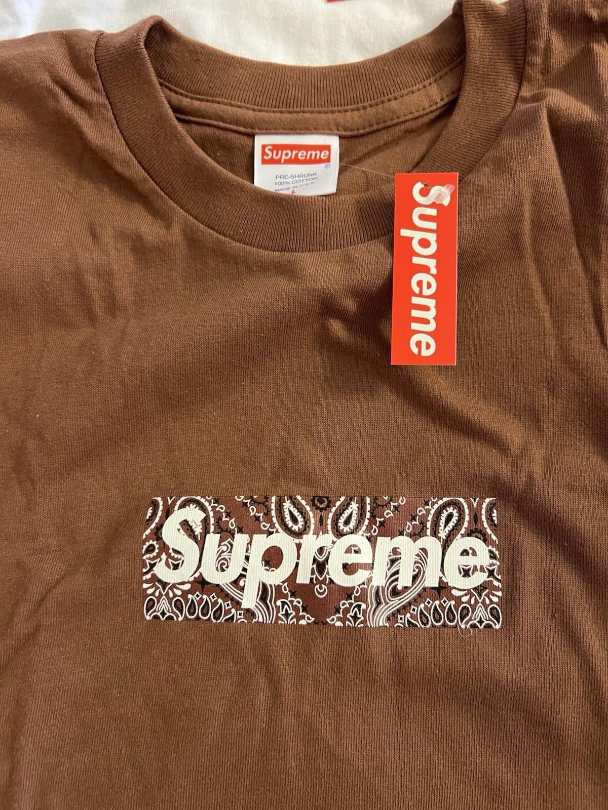 Supreme FW19 Supreme Bandana Box Logo Tee Brown L 2019 Size US L / EU 52-54 / 3 - 8 Thumbnail