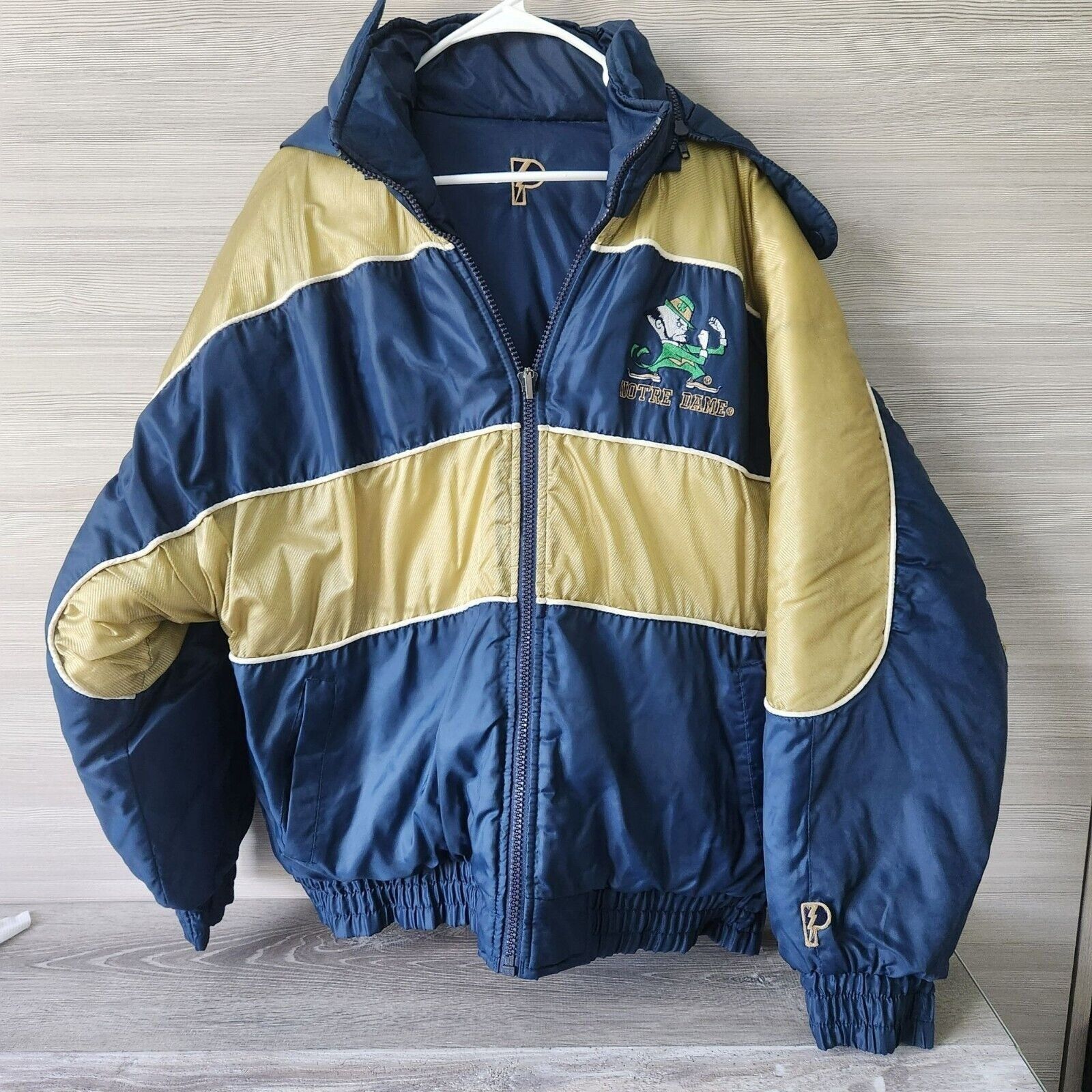 Pro Player Vtg Y2K Notre Dame Reversible Puffer Bomber Jacket Hood Embr Size US L / EU 52-54 / 3 - 5 Thumbnail