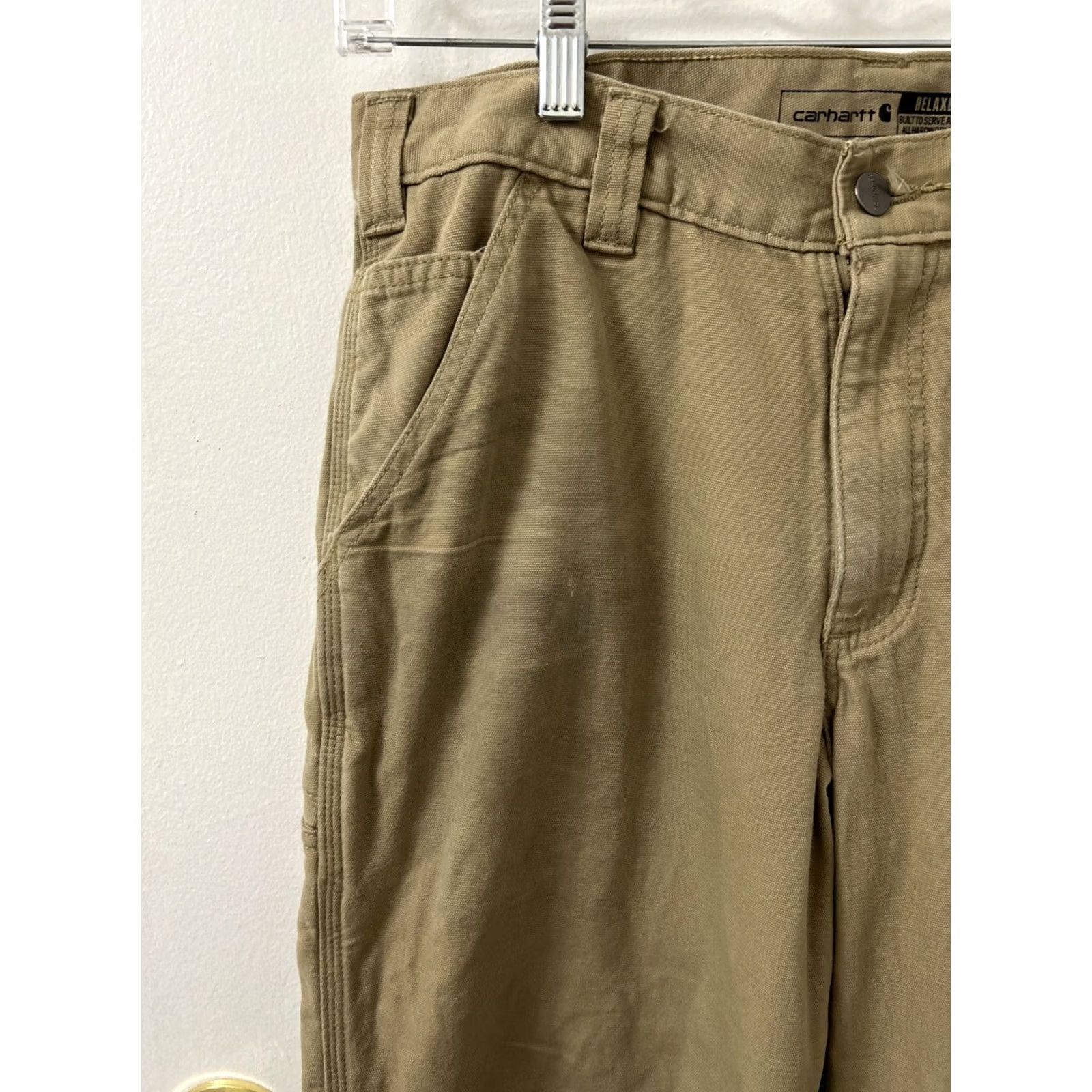 Carhartt Carhartt Work Pants Mens 31x32 Tan Brown Rugged Flex Relaxed Fit Canvas BN2291-M Pants Mens Regular Brown Canvas Relaxed Fit Workwear Size US 31 - 4 Thumbnail