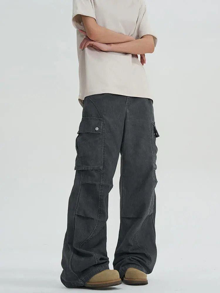 Jean × Vintage Gray Cargo Pleated Denim Jeans, Double Knee Pants Size US 30 / EU 46 - 4 Thumbnail