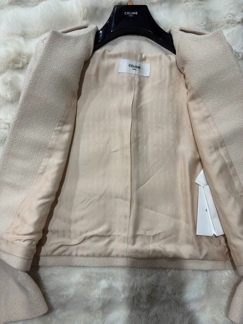 Celine CELINE size 38 White gold double-breasted wool jacket coat Size M / US 6-8 / IT 42-44 - 6 Thumbnail