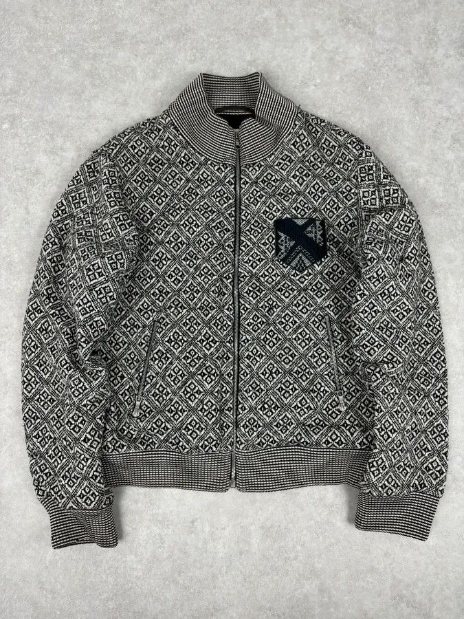 Dries Van Noten Dries Van Noten Grey Wool Jacquard Zip-up Jacket Size US L / EU 52-54 / 3 - 1 Thumbnail
