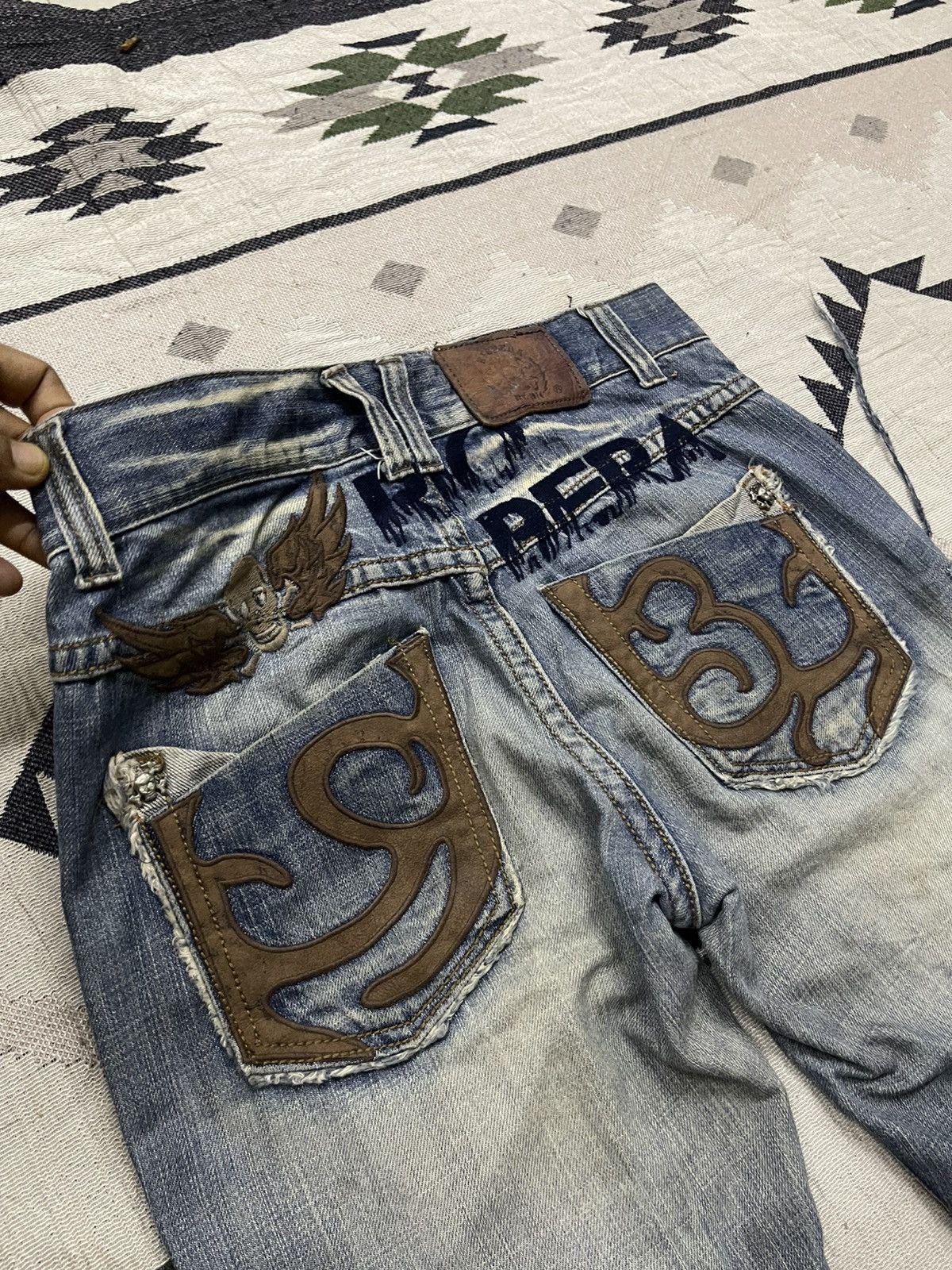 If Six Was Nine 2000s RIOBERA JEANS WASHABLE DISTRESSED JEANS RARE DESIGN Size US 30 / EU 46 - 21 Thumbnail