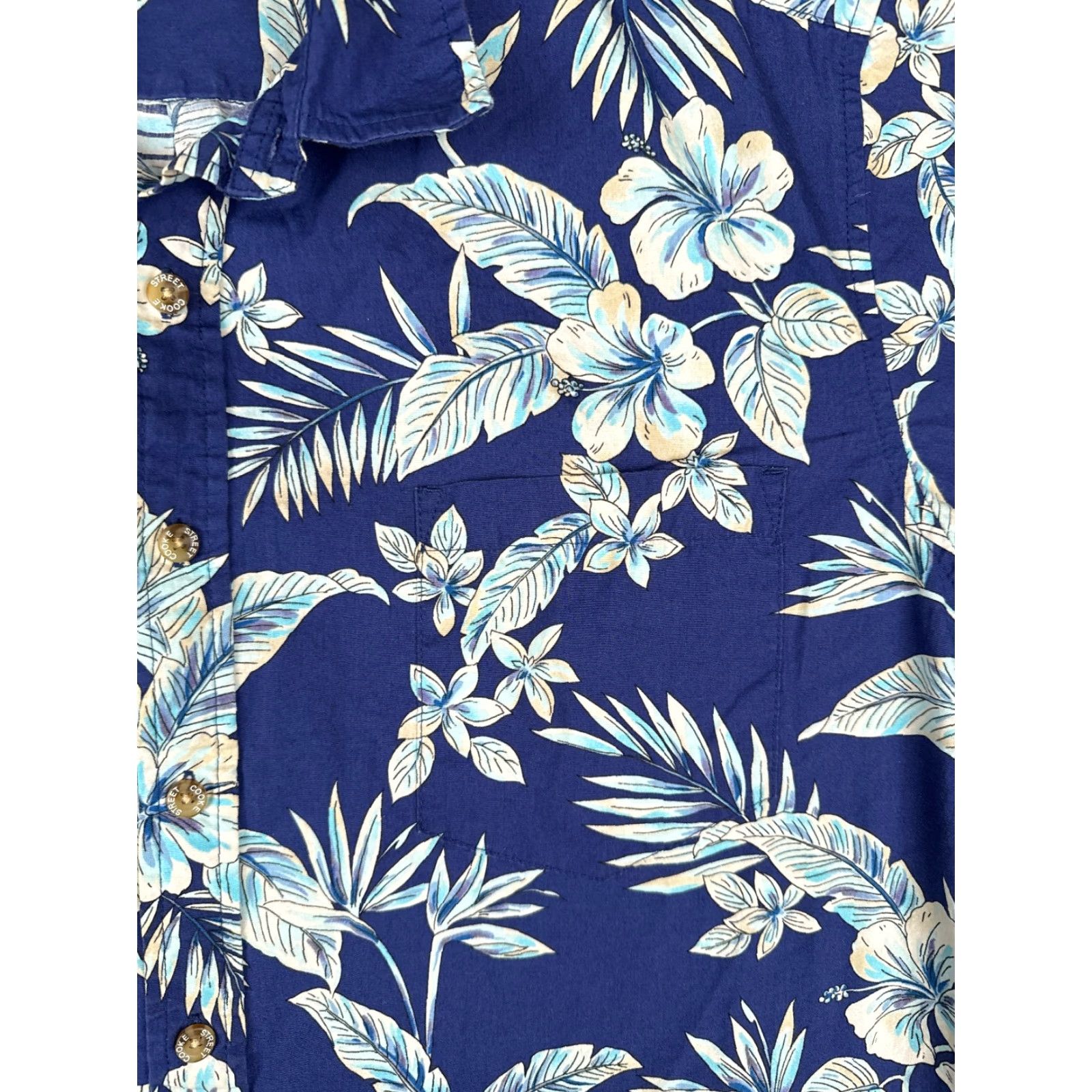Vintage Cooke Street Shirt Men Blue Floral 100% Cotton Hawaiian Button-Up Short Sleeve Large L Bed Size US L / EU 52-54 / 3 - 6 Thumbnail