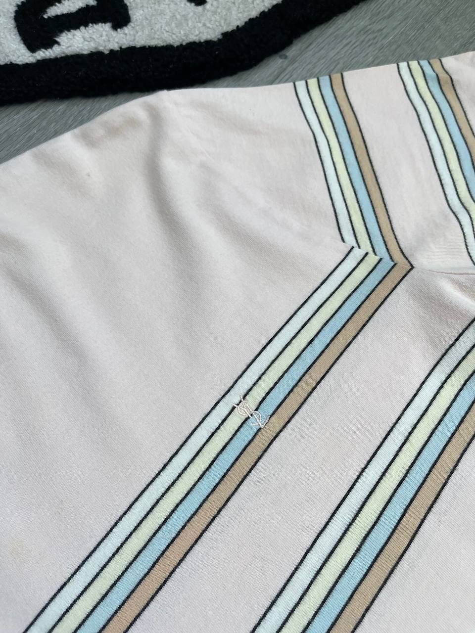 Japanese Brand × Vintage × Yves Saint Laurent Vintage YSL Yves Saint Laurent Striped Japan White Tee Size US M / EU 48-50 / 2 - 7 Thumbnail