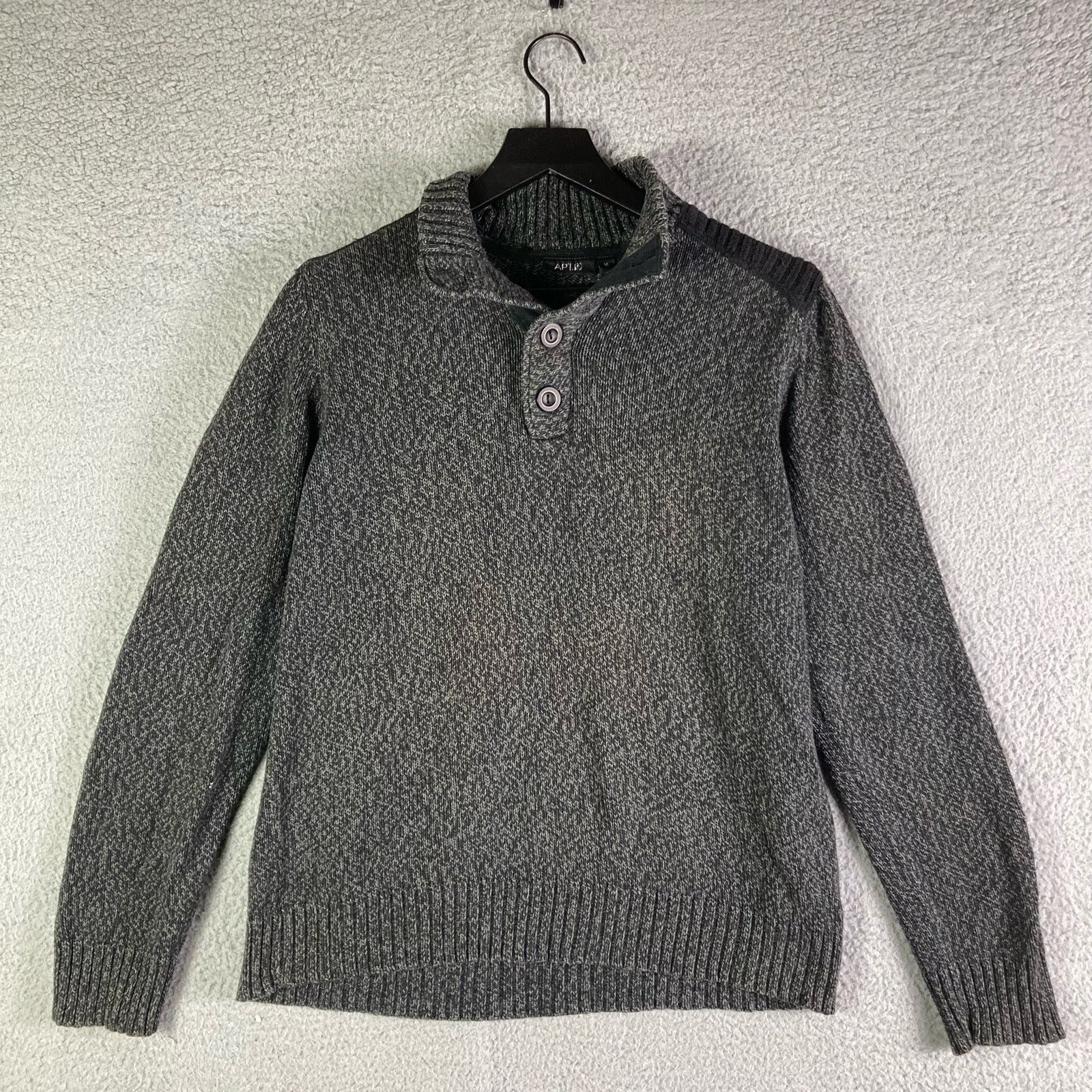 Apt. 9 Sweater Mens Gray Pullover Size Medium 1/4 Button Knit Size US M / EU 48-50 / 2 - 3 Thumbnail