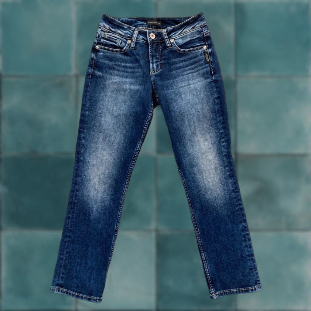 Silver Jeans Co. Silver Jeans Suki Capri Jeans Women's 26 Dark Wash Blue Denim Slim Leg Cropped Capri Size 26" / US 2 / IT 38 - 1 Thumbnail