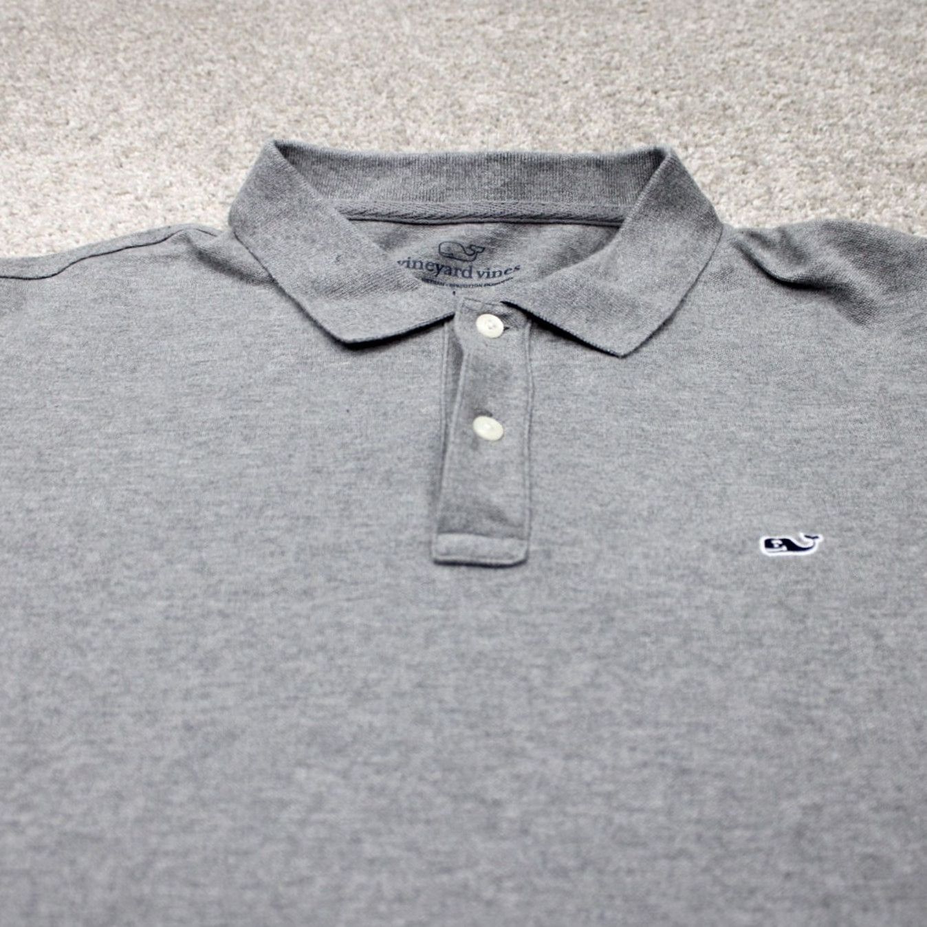 Vineyard Vines Vineyard Vines Edgartown Polo Shirt Mens Large Gray Short Sleeve Cotton Polyester Blend Stretch Polo Shirt Size US L / EU 52-54 / 3 - 4 Thumbnail