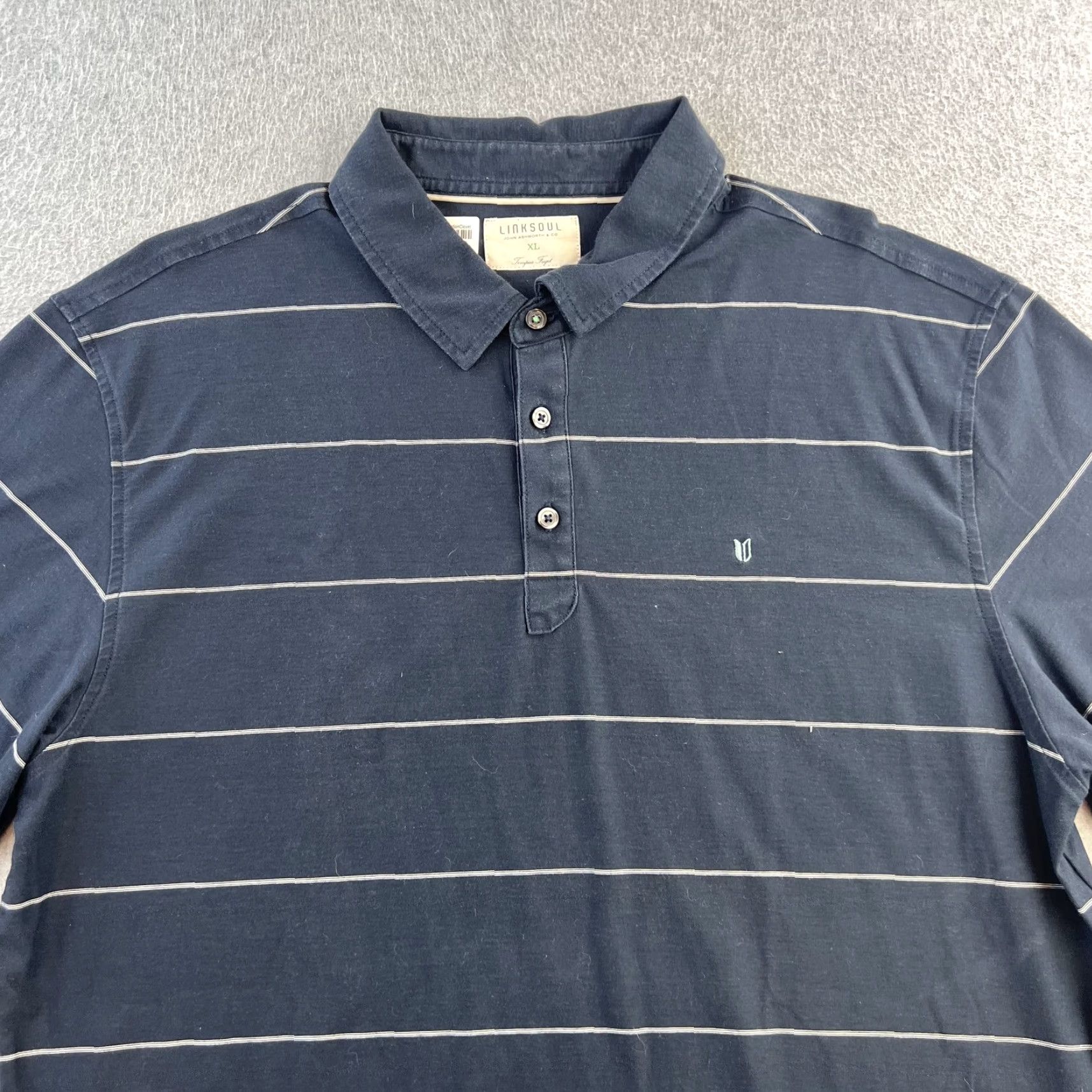 Vintage Linksoul Polo Shirt Mens XL Navy Striped Golf Casual Performance Lightweight Short Sleeve Collared Polo Mens XL Blue/Cotton Standards Size US XL / EU 56 / 4 - 4 Thumbnail