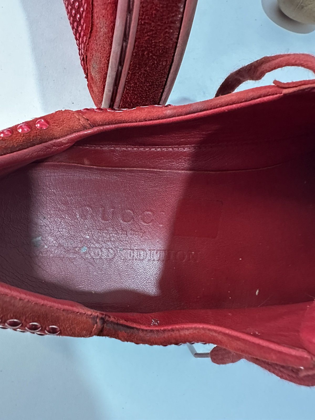 Gucci Gucci Red Suede Studded Limited Edition Low Top Sneakers. Size US 8 / EU 41 - 13 Thumbnail