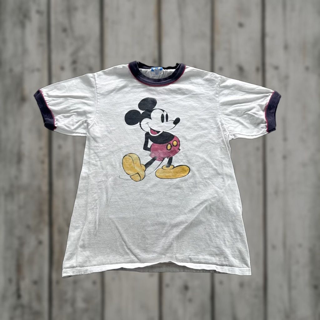 Disney VINTAGE Disney Shirt Mickey Mouse Graphic Ringer Mens Small White Made USA 80s Size US S / EU 44-46 / 1 - 1 Thumbnail