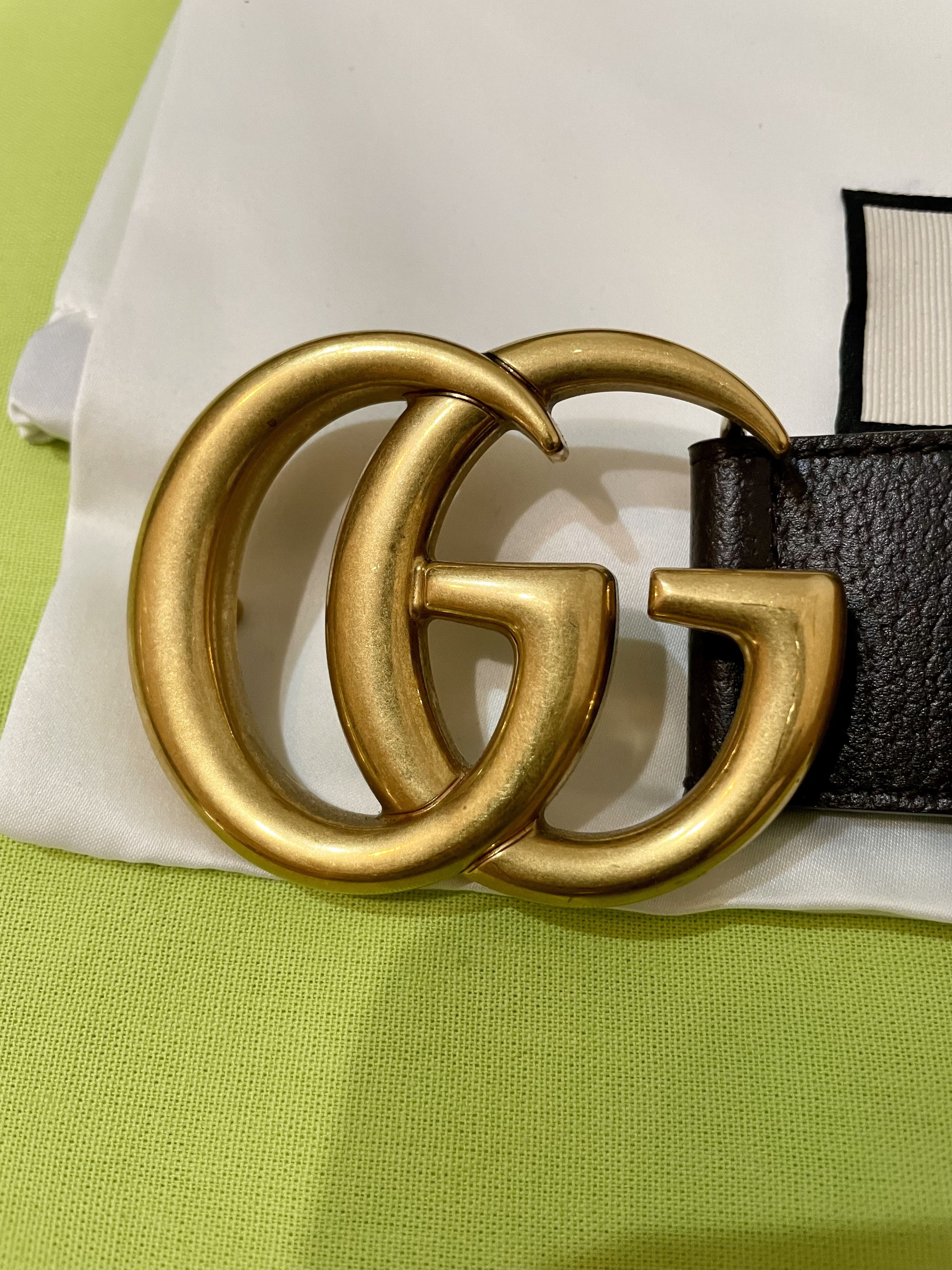 Gucci AUTHENTIC GUCCI 4CM DARK-BROWN FULL-GRAIN LEATHER BELT Size 34 - 2 Thumbnail