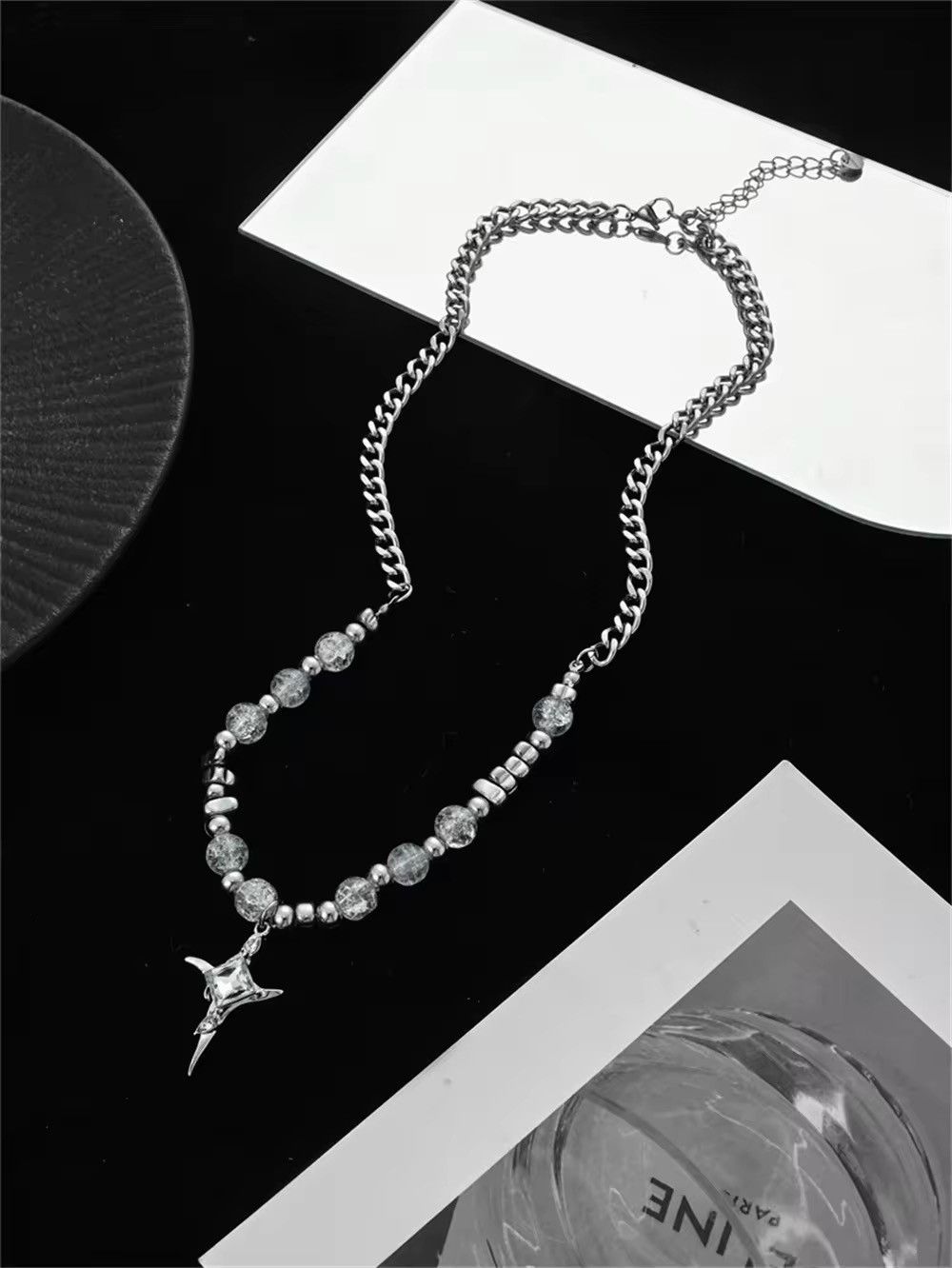 Jewelry Imitation Pearl Cross Necklace in Silver, Men's