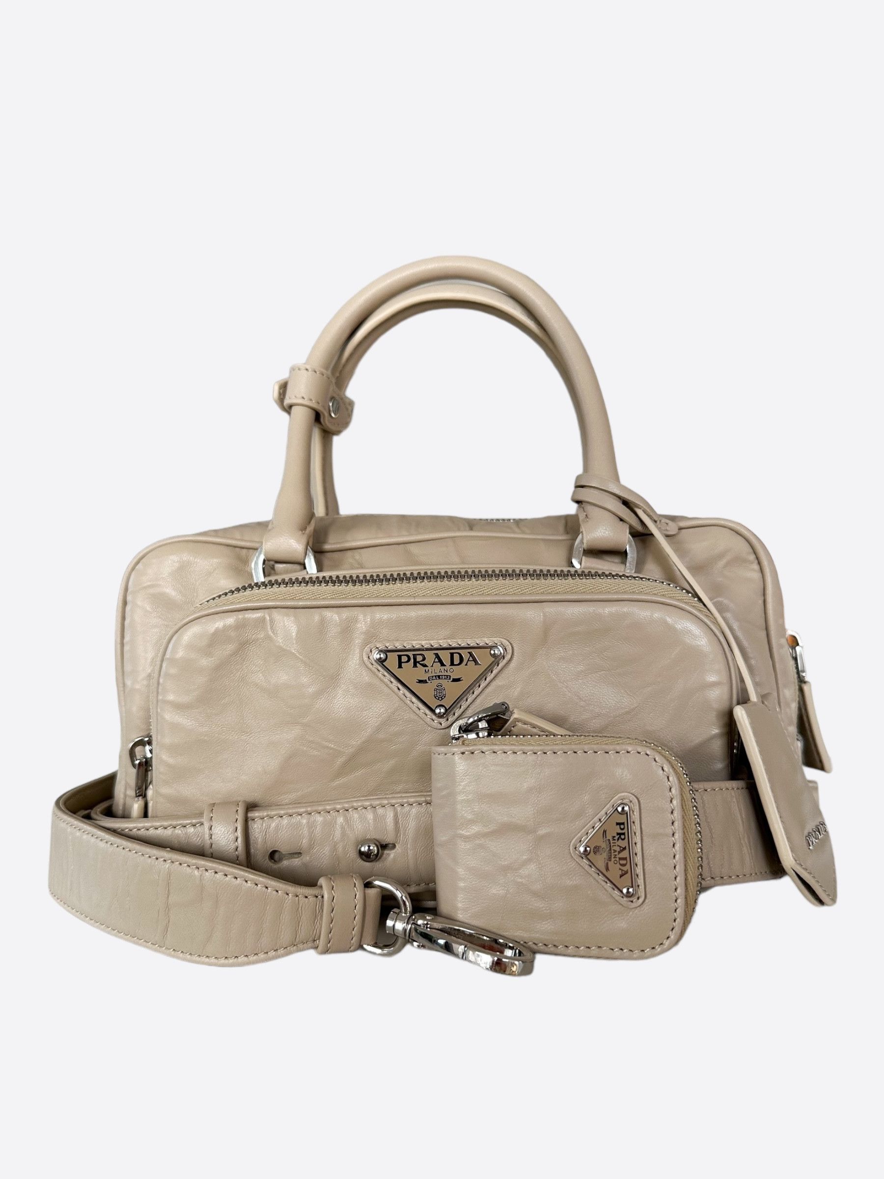image of Prada Desert Beige Nappa Leather Multi Pocket Top Handle Bag, Men's