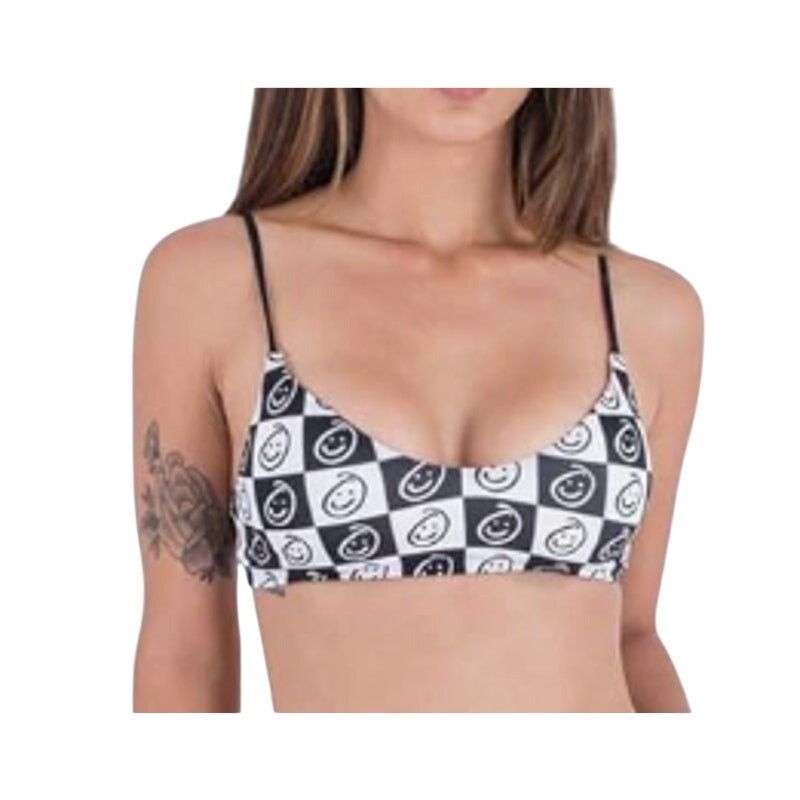 Hurley Hurley Black White Smiley Plaid Scoop Bralette Bikini Top M Size M / US 6-8 / IT 42-44 - 2 Thumbnail