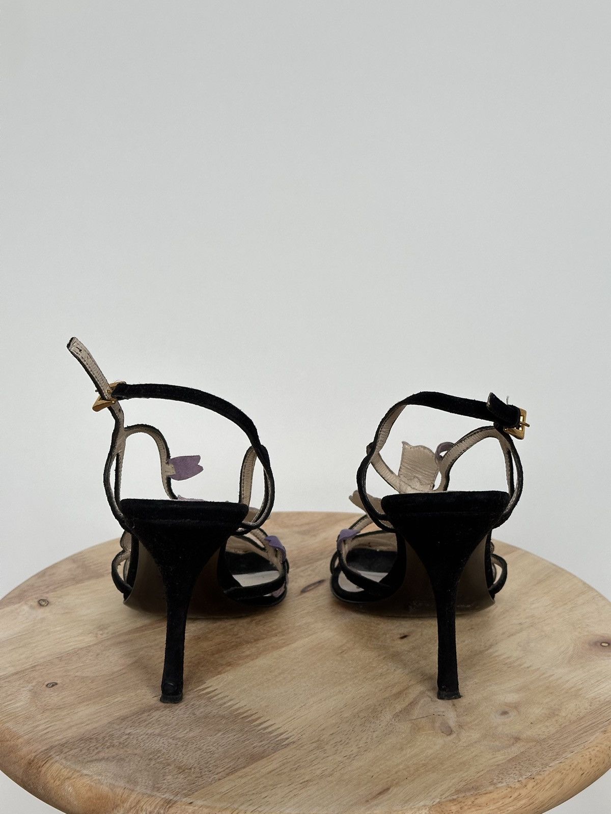 Prada Prada Tulip Floral suede strap sandals heels Size US 7.5 / IT 37.5 - 5 Thumbnail