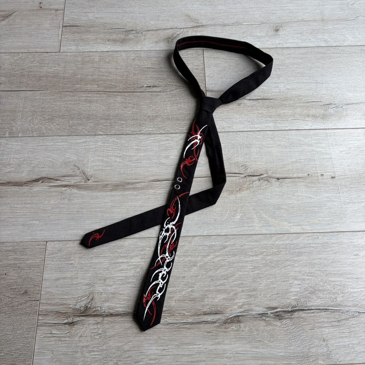 Tribal Streetwear Cybersigilism Tiny Custom Tie Handpainted Affliction Tribal Size ONE SIZE - 1 Thumbnail