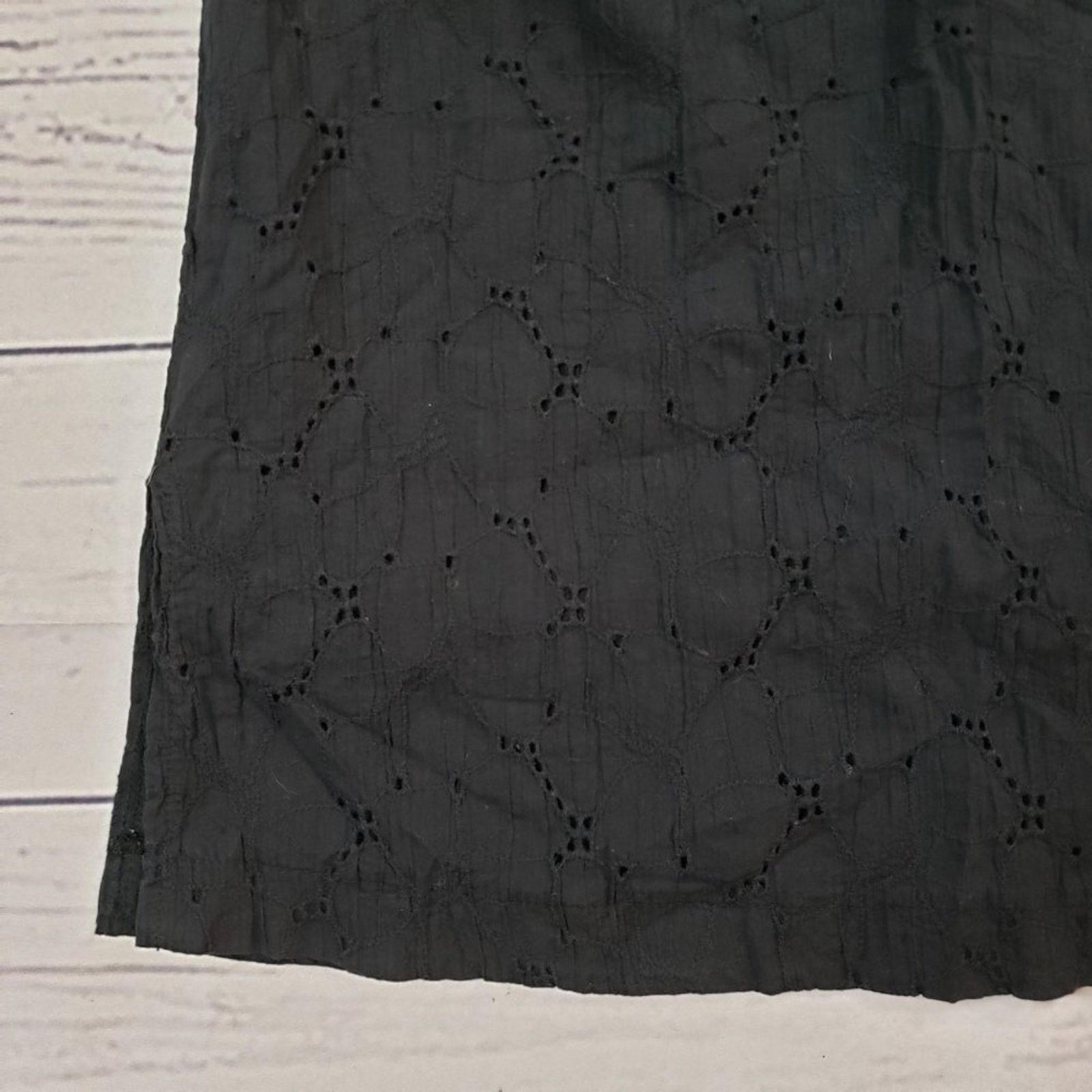 Other Blushes Half Sleeve Solid Black Eyelet Tunic Top Small Size S / US 4 / IT 40 - 2 Thumbnail