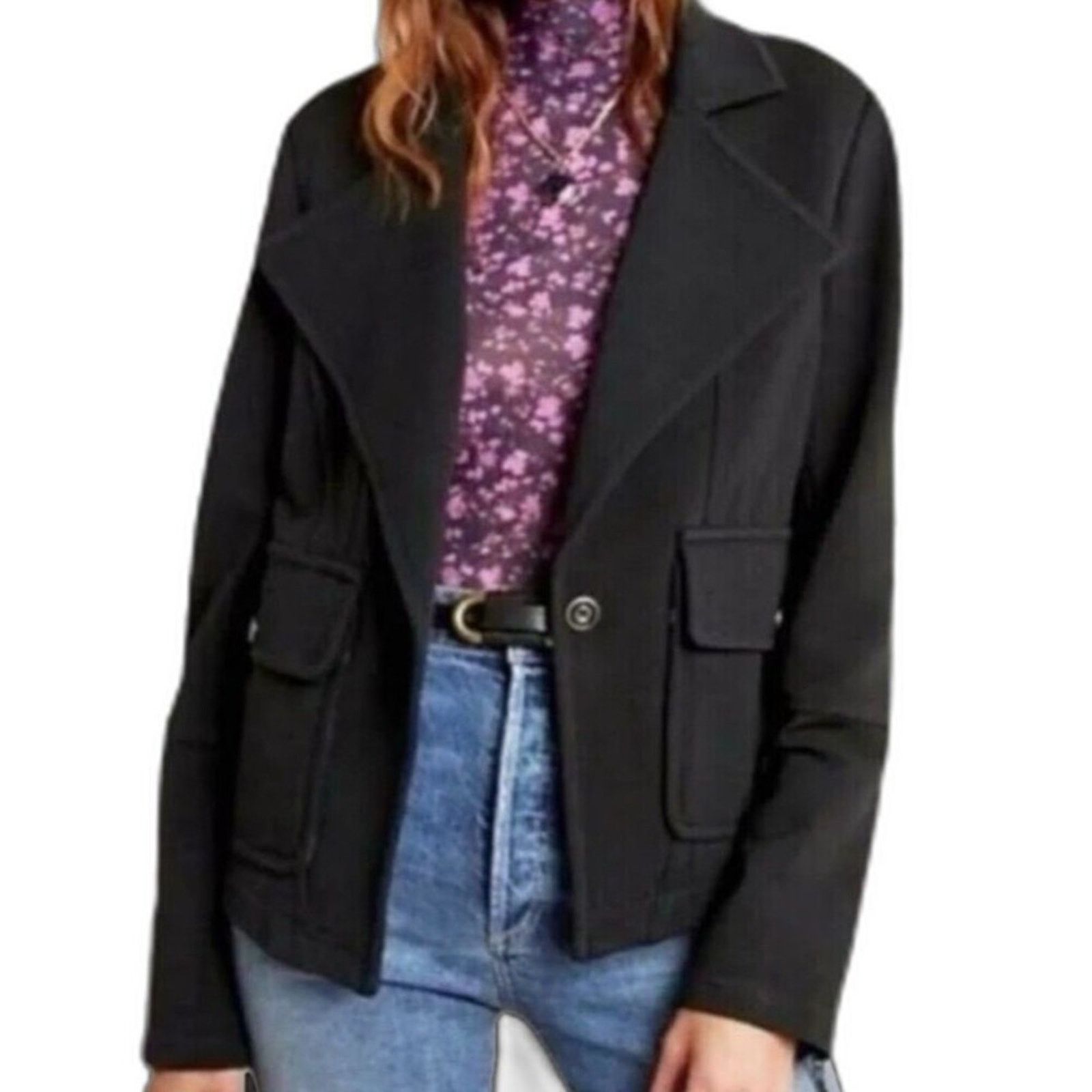 Anthropologie Anthropologie Black Sylvia Soft Blazer Jacket Size Small Size S / US 4 / IT 40 - 1 Thumbnail