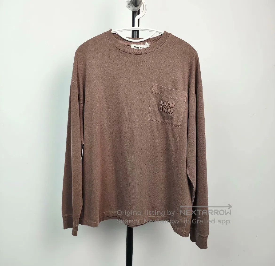 Miu Miu Miu Miu Coffee-colored round neck logo letter print long-s Size US XS / EU 42 / 0 - 8 Thumbnail
