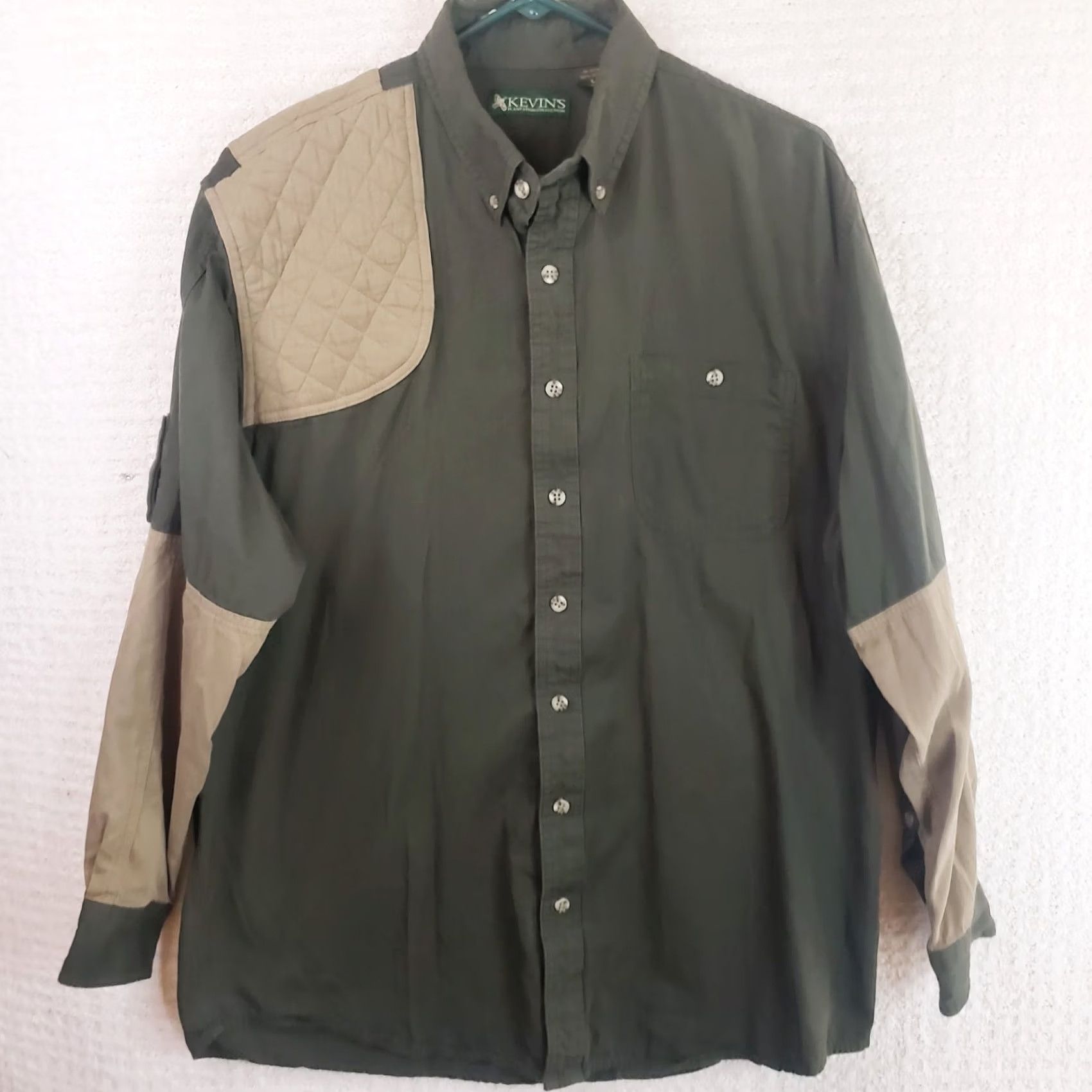 Vintage Kevin's Plantation Shooting Shirt Men’s L Green Button-Up Long Sleeve Patch" Size US L / EU 52-54 / 3 - 2 Thumbnail