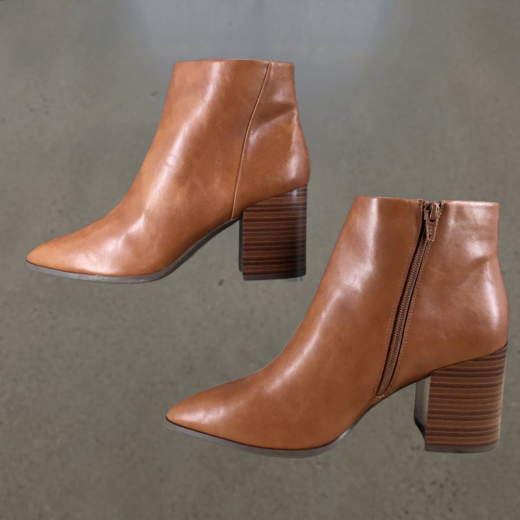 Vintage A New Day Boots Womens 9 Luella Bootie Brown Pointed Toe Ankle Top Block Heels Size M / US 6-8 / IT 42-44 - 1 Thumbnail
