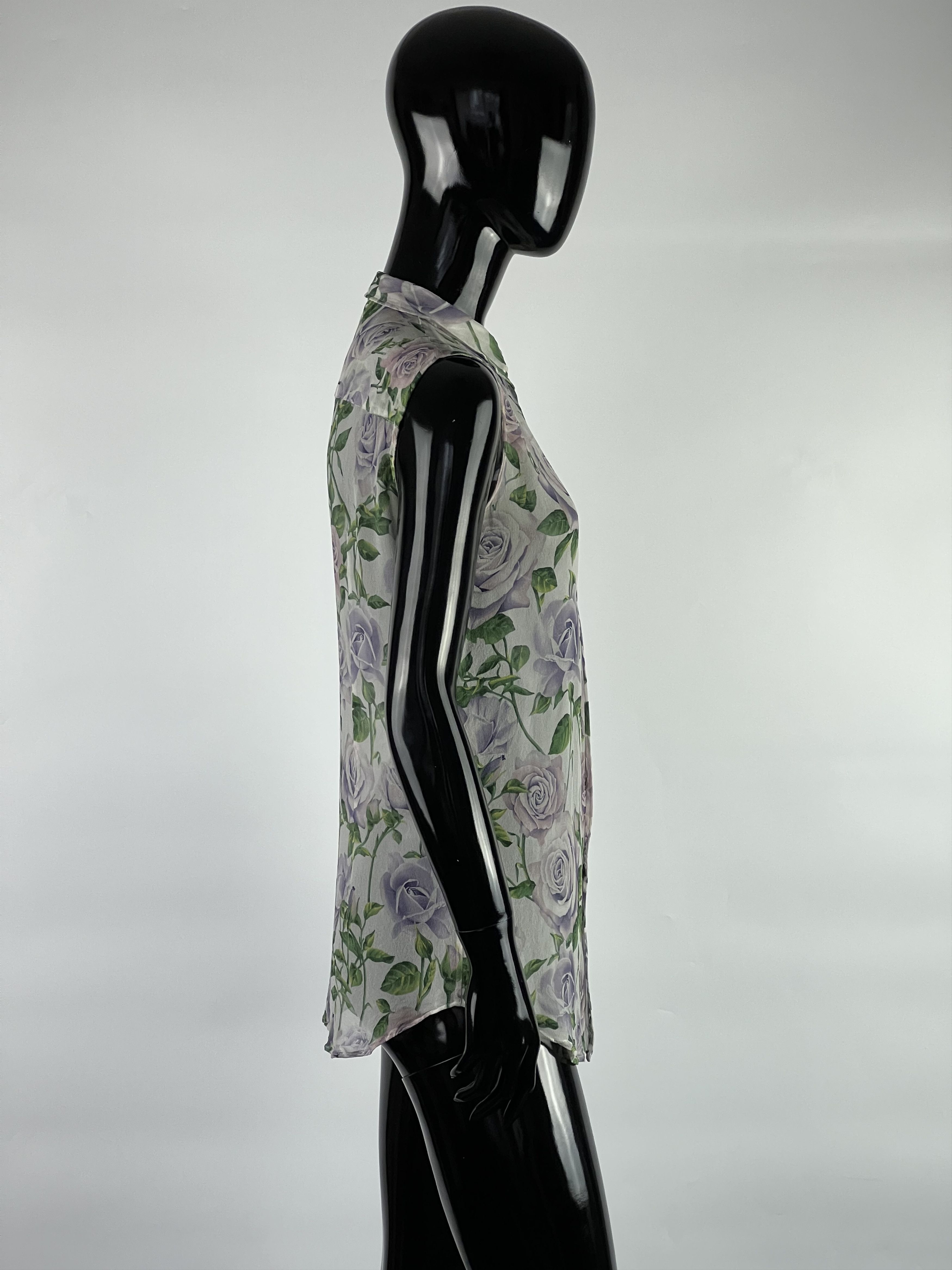 Dolce & Gabbana D&G Silk Sleeveless Button Up Shirt Blouse Roses Print Size M / US 6-8 / IT 42-44 - 2 Thumbnail