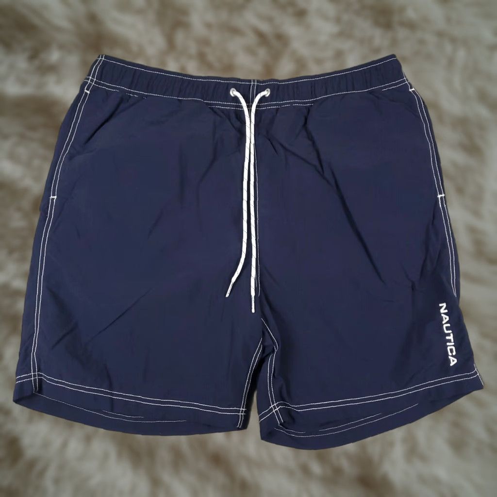 Nautica Nautica Shorts Mens Large Blue Tropical Beach Surf Trunks Swim Board Trunks Size US 33 - 1 Thumbnail
